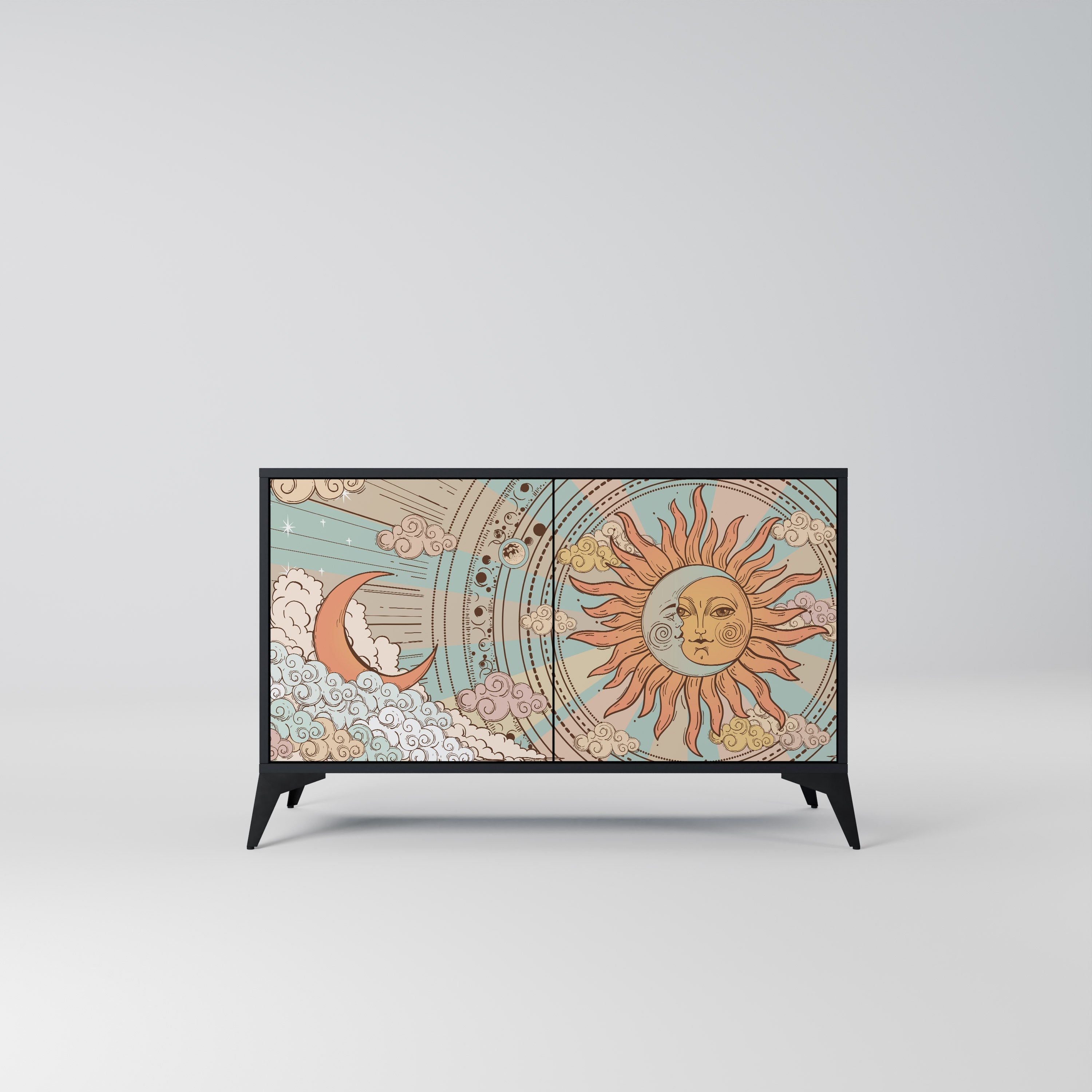 MYSTICAL STRUCTURE Sideboard mit 2 Türen in Schwarz