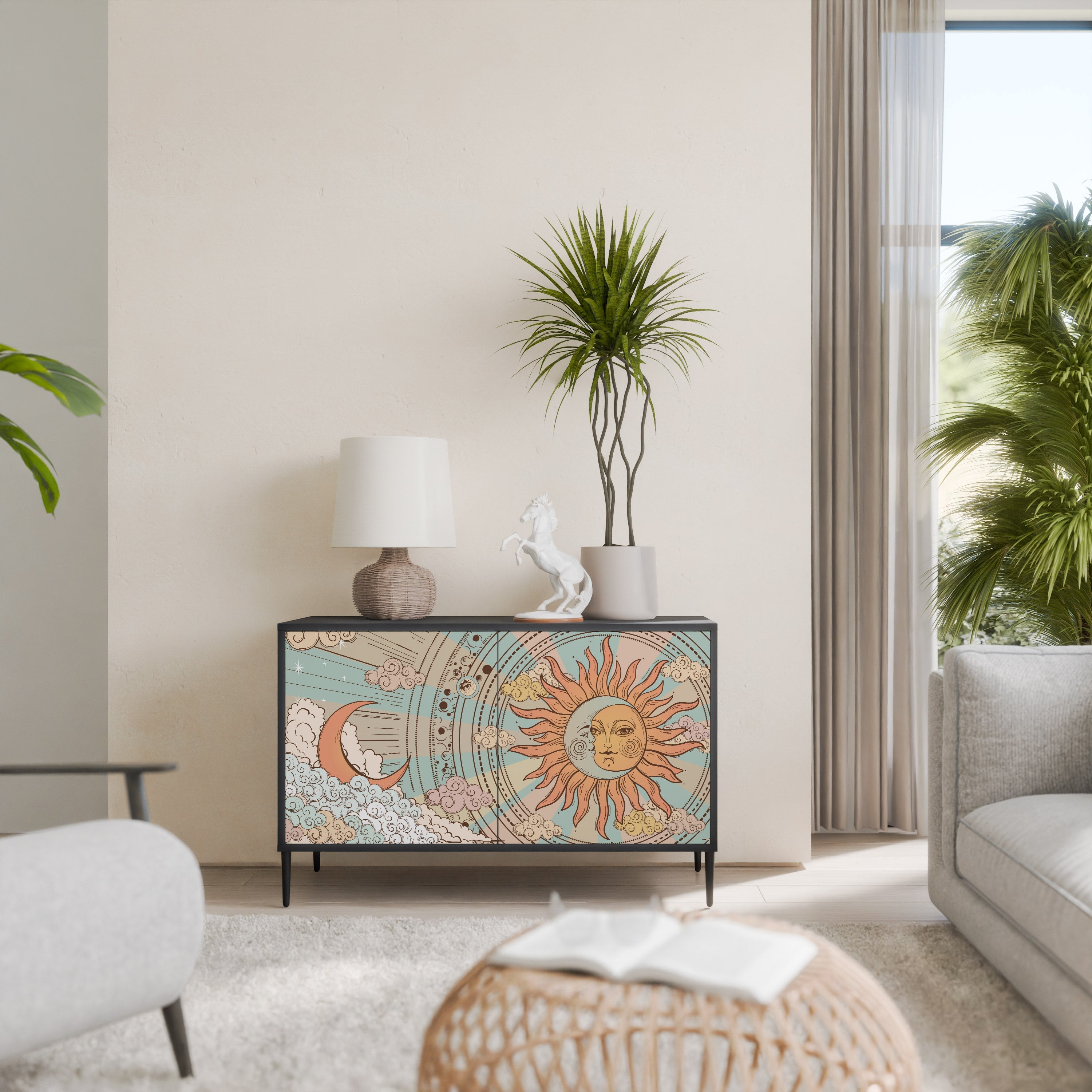 MYSTICAL STRUCTURE Sideboard mit 2 Türen in Schwarz