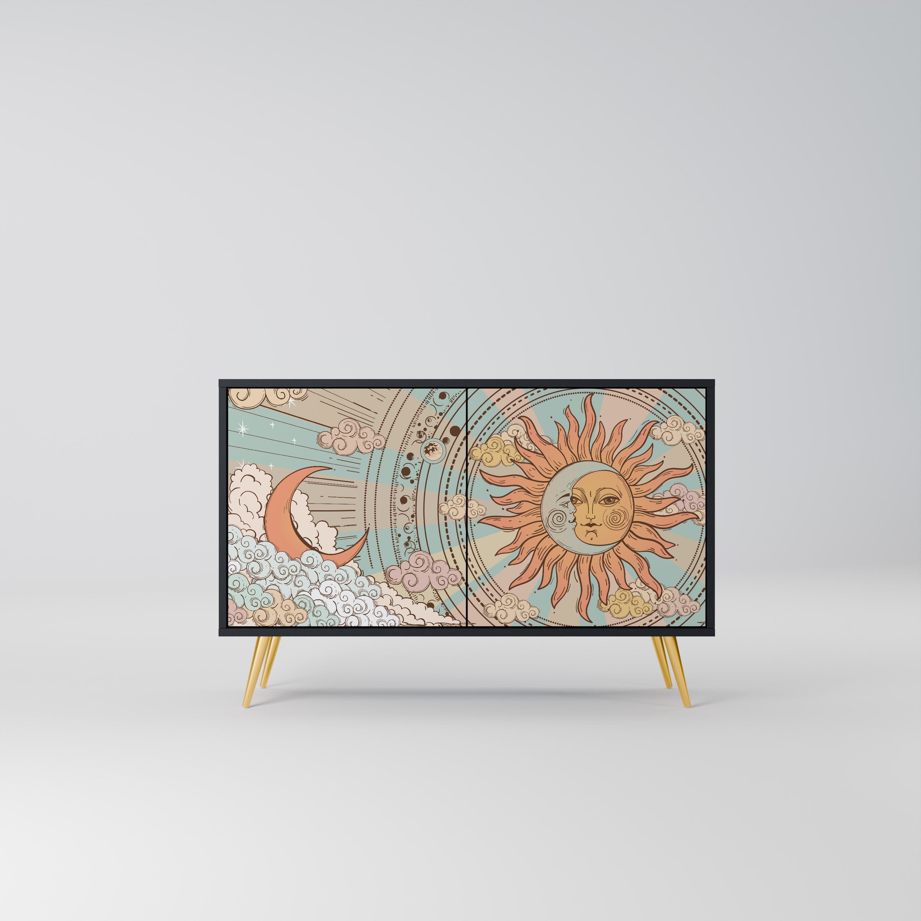 MYSTICAL STRUCTURE Sideboard mit 2 Türen in Schwarz