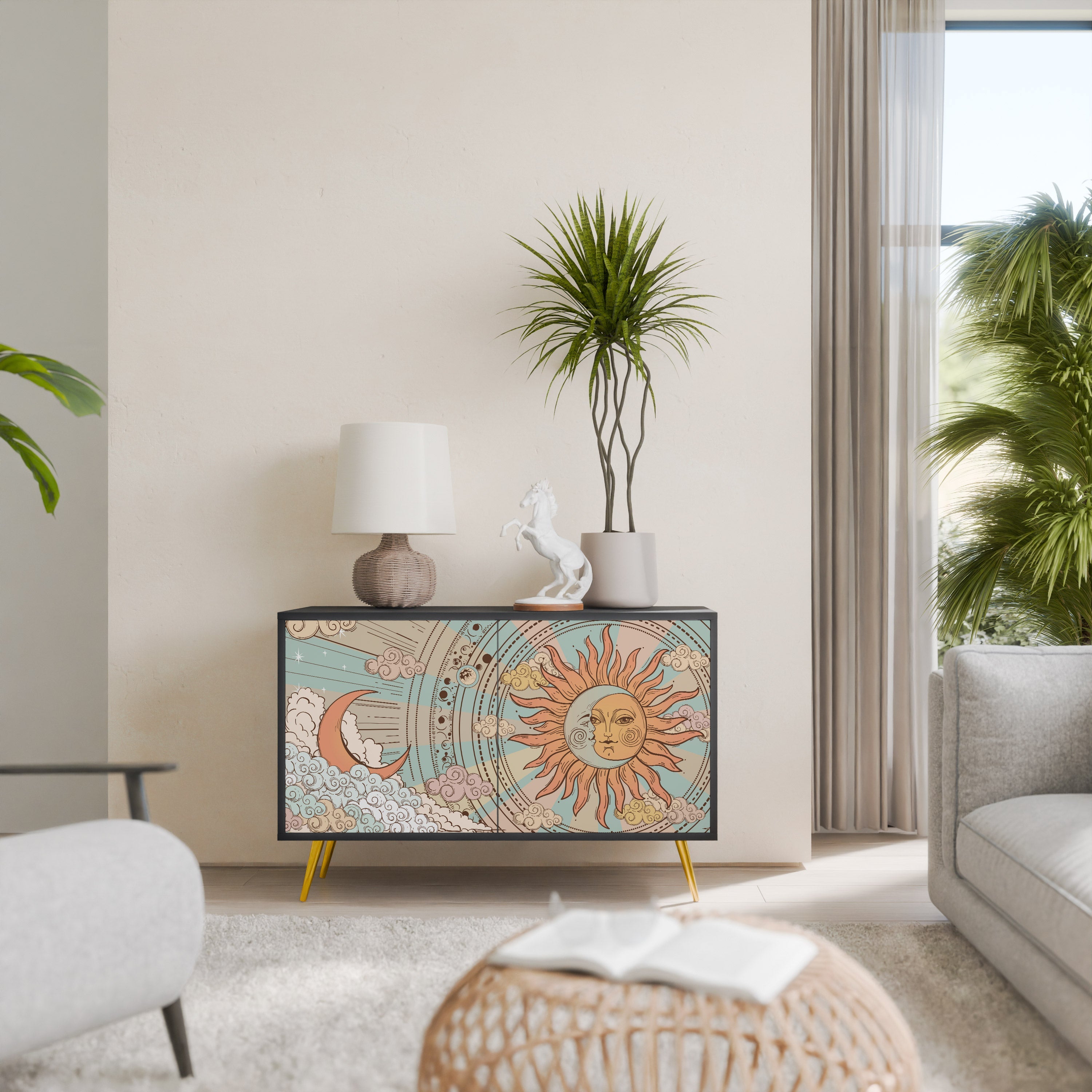 MYSTICAL STRUCTURE Sideboard mit 2 Türen in Schwarz