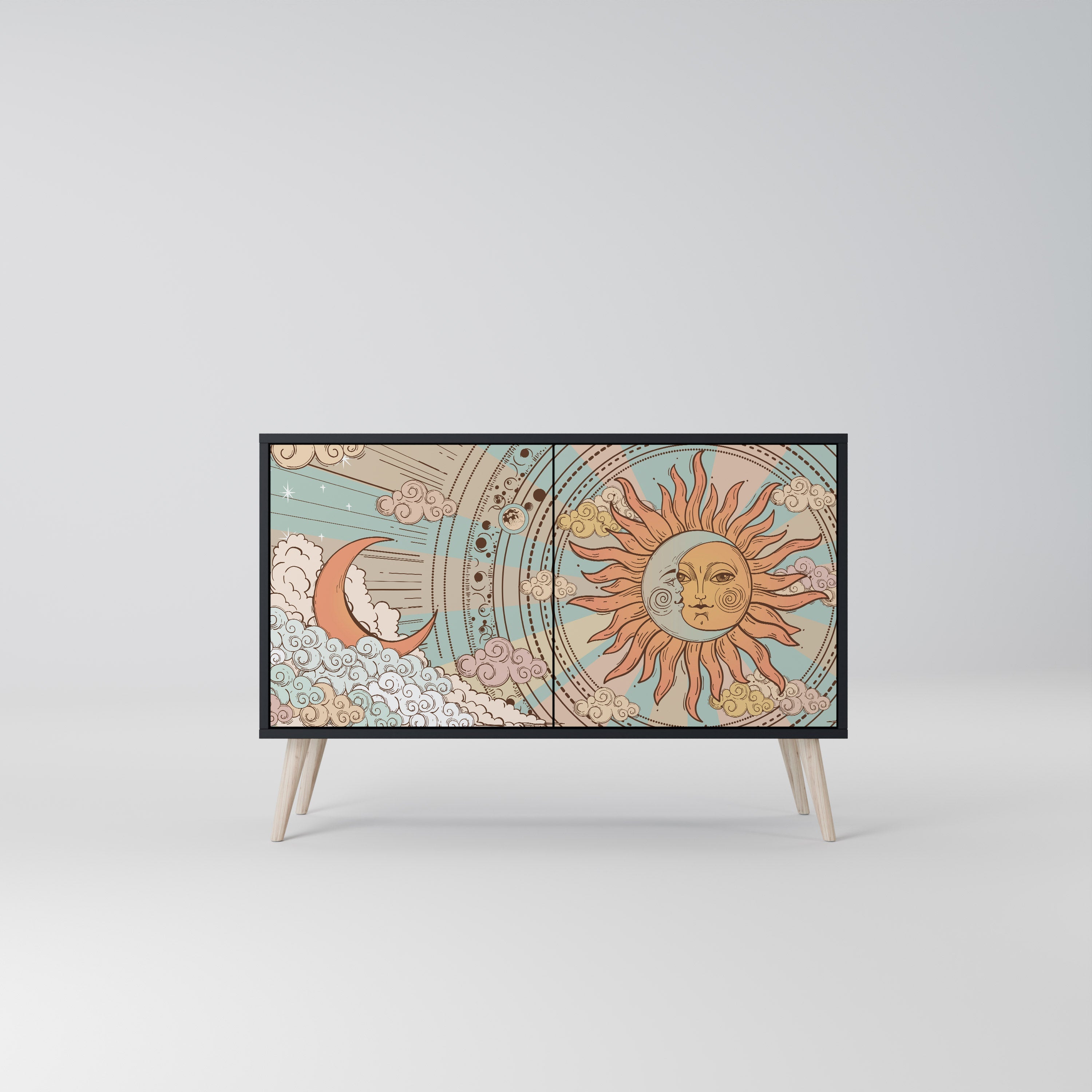 MYSTICAL STRUCTURE Sideboard mit 2 Türen in Schwarz