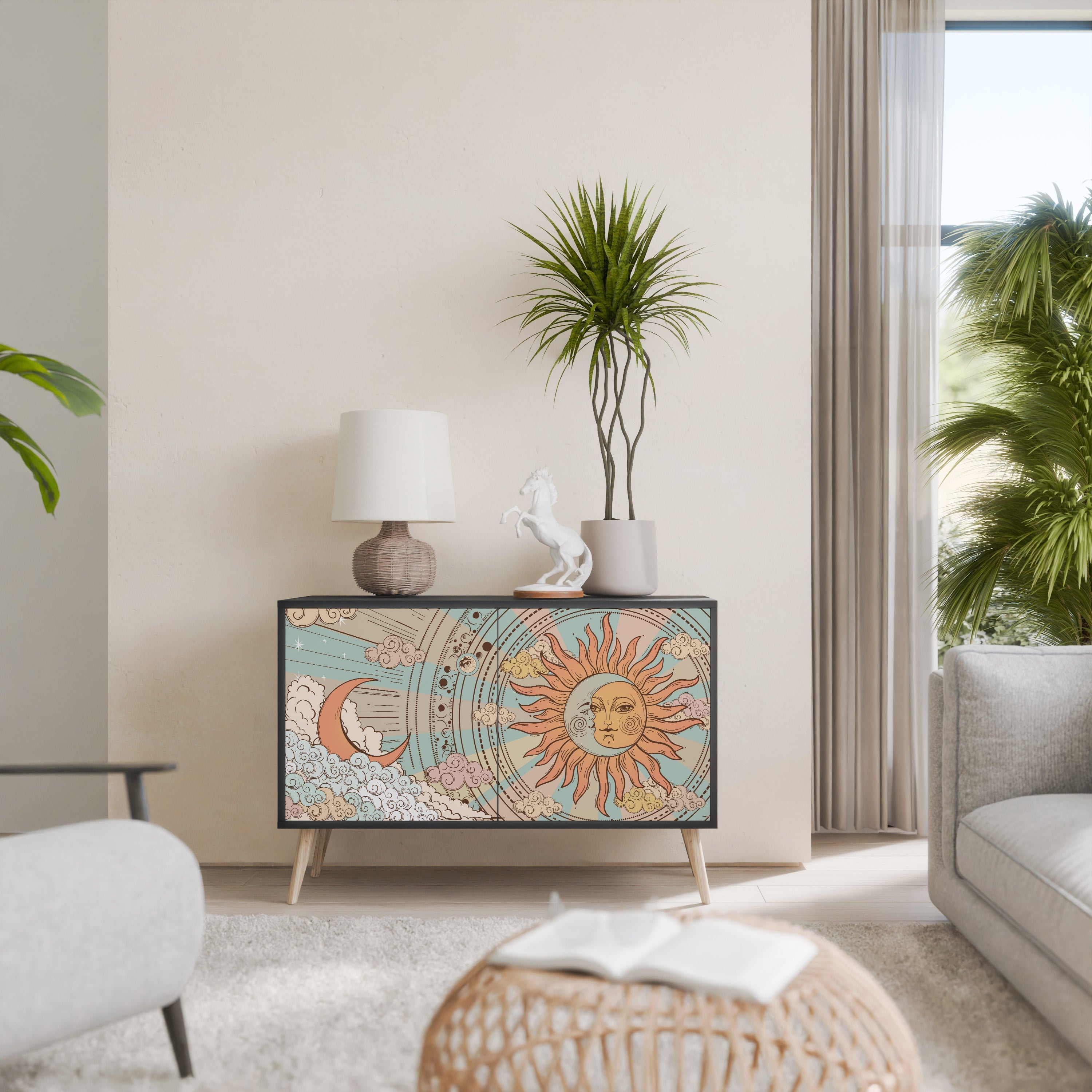 MYSTICAL STRUCTURE Sideboard mit 2 Türen in Schwarz