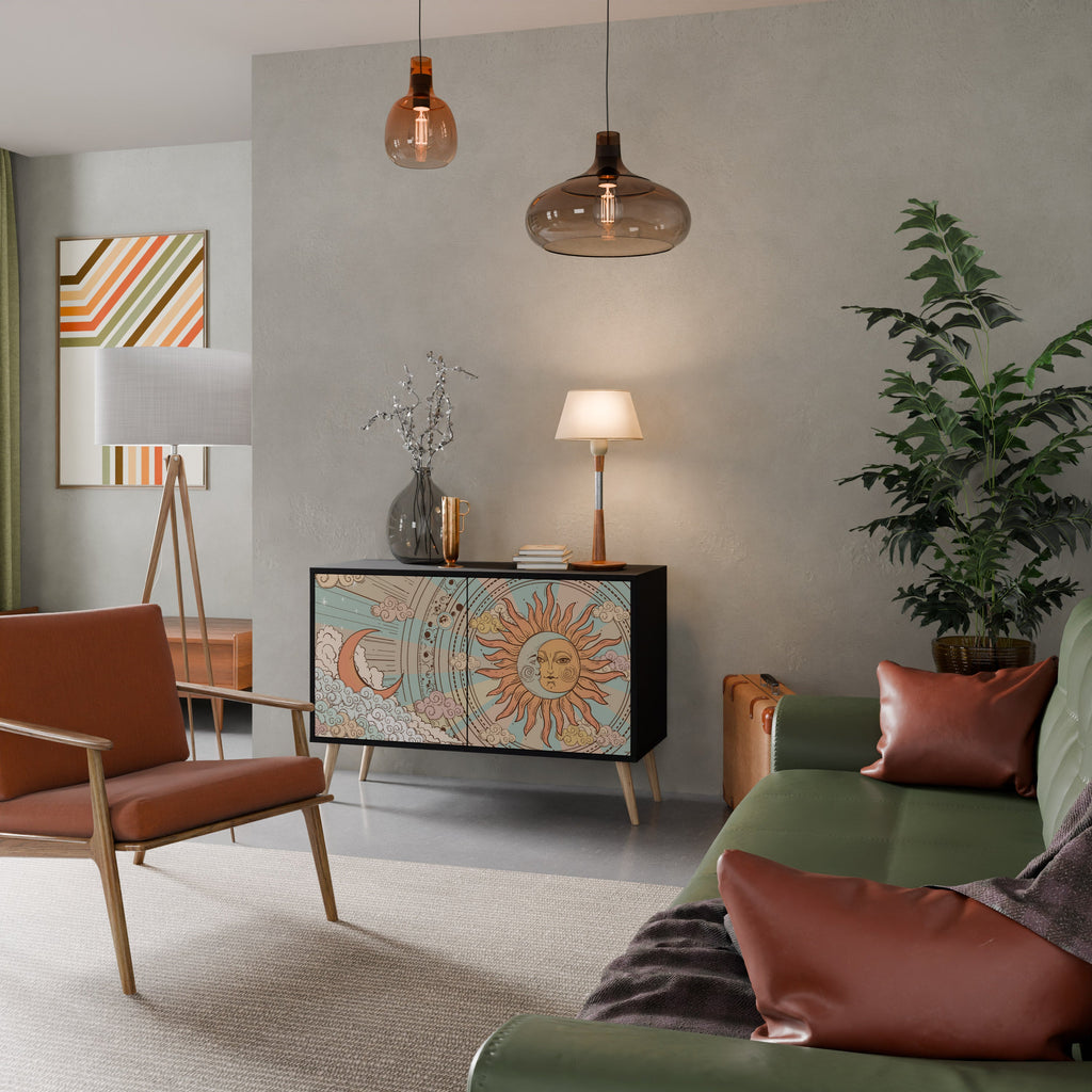 MYSTICAL STRUCTURE Sideboard mit 2 Türen in Schwarz