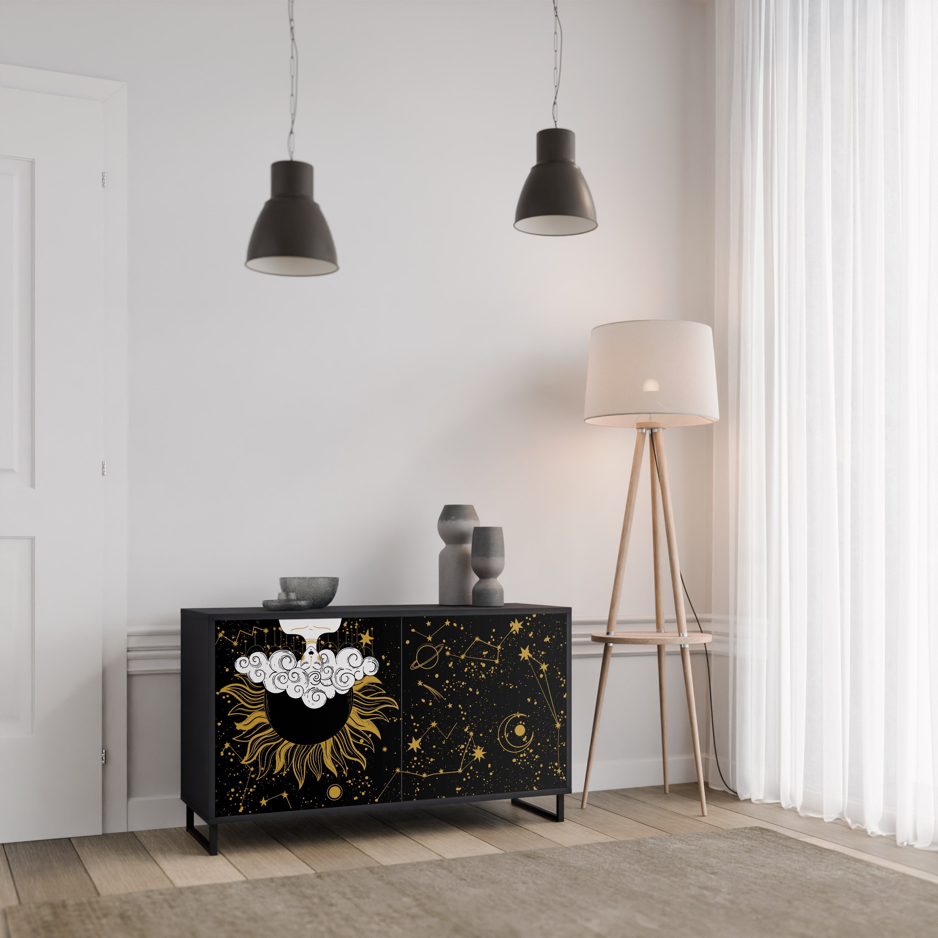 STELLAR CONSTELLATIONS Sideboard mit 2 Türen in Schwarz