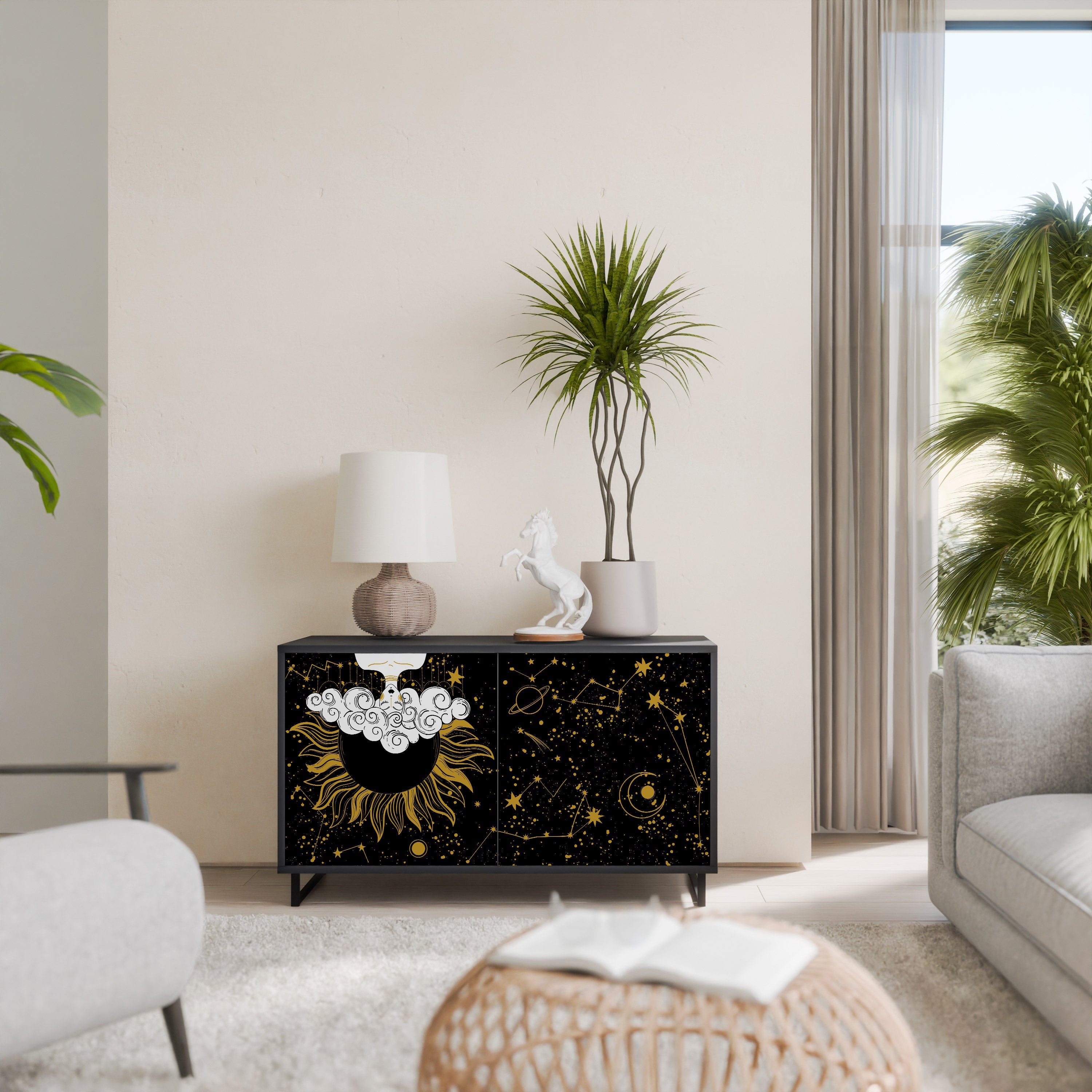 STELLAR CONSTELLATIONS Sideboard mit 2 Türen in Schwarz