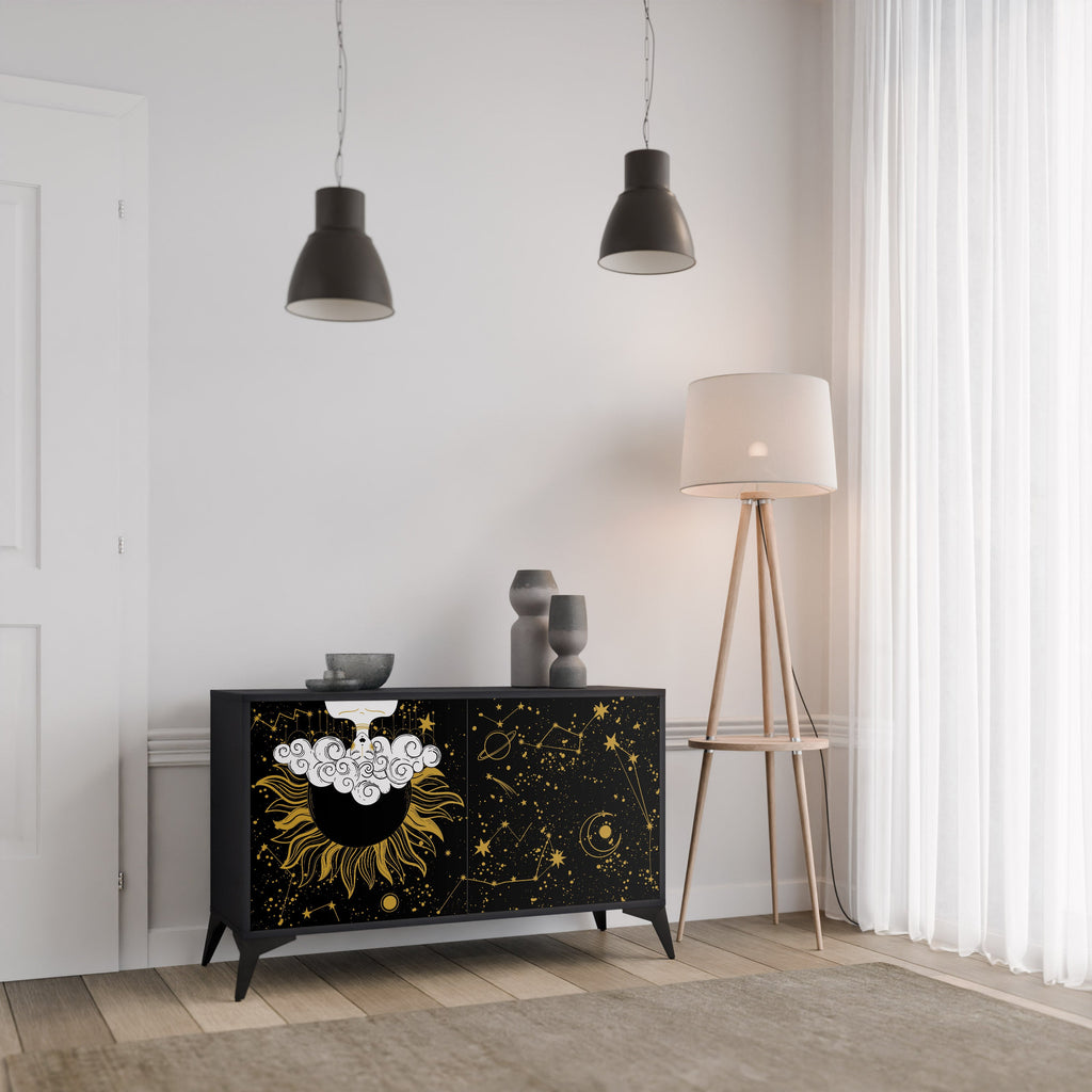 STELLAR CONSTELLATIONS Sideboard mit 2 Türen in Schwarz