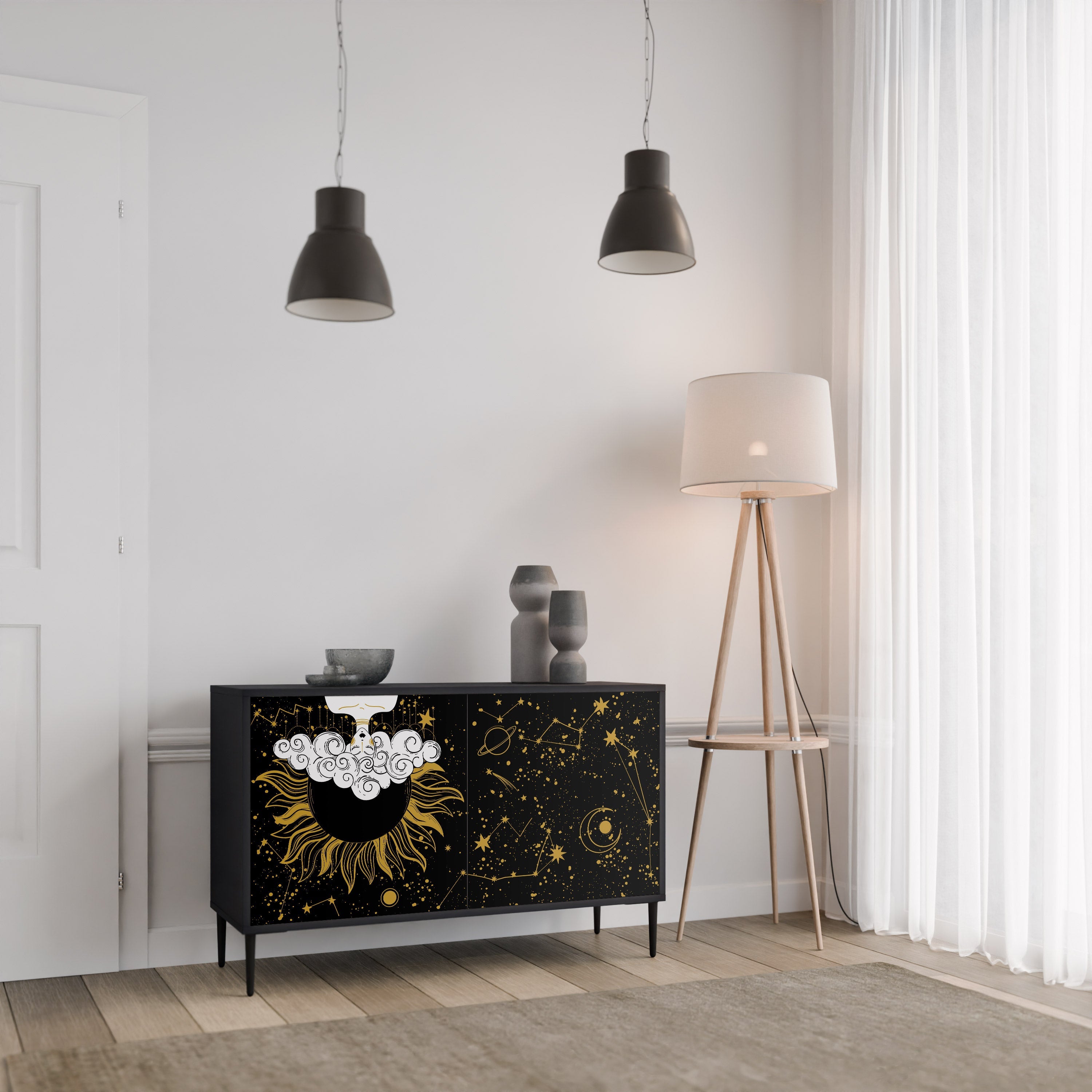 STELLAR CONSTELLATIONS Sideboard mit 2 Türen in Schwarz