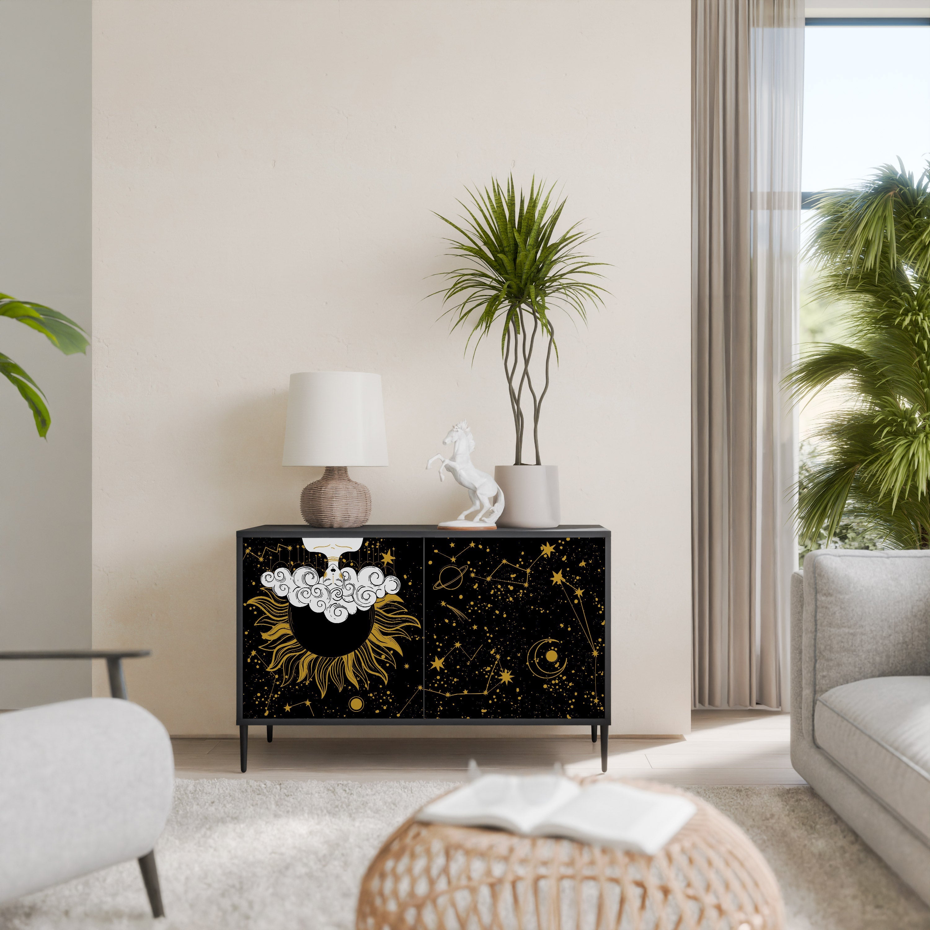 STELLAR CONSTELLATIONS Sideboard mit 2 Türen in Schwarz