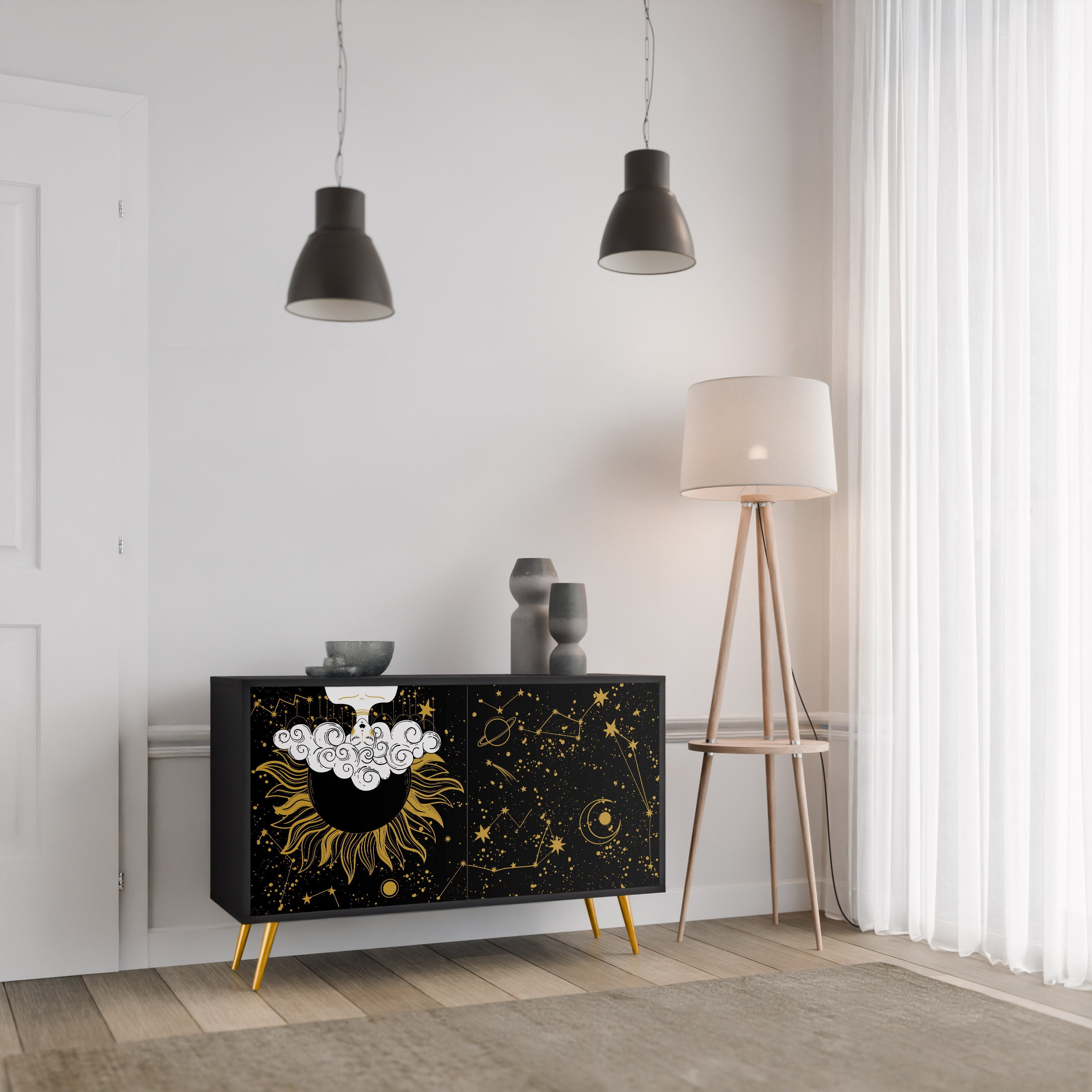 STELLAR CONSTELLATIONS Sideboard mit 2 Türen in Schwarz