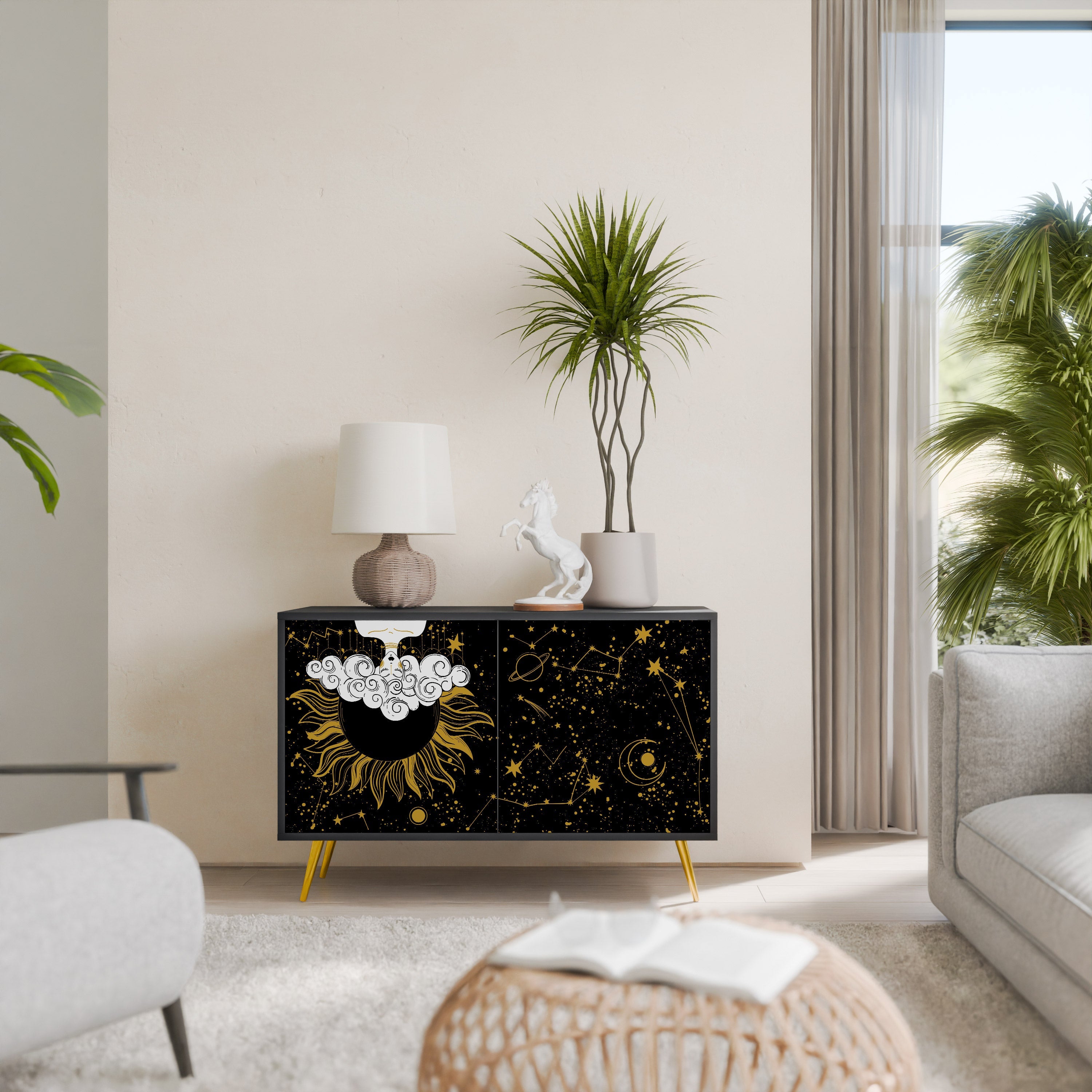 STELLAR CONSTELLATIONS Sideboard mit 2 Türen in Schwarz