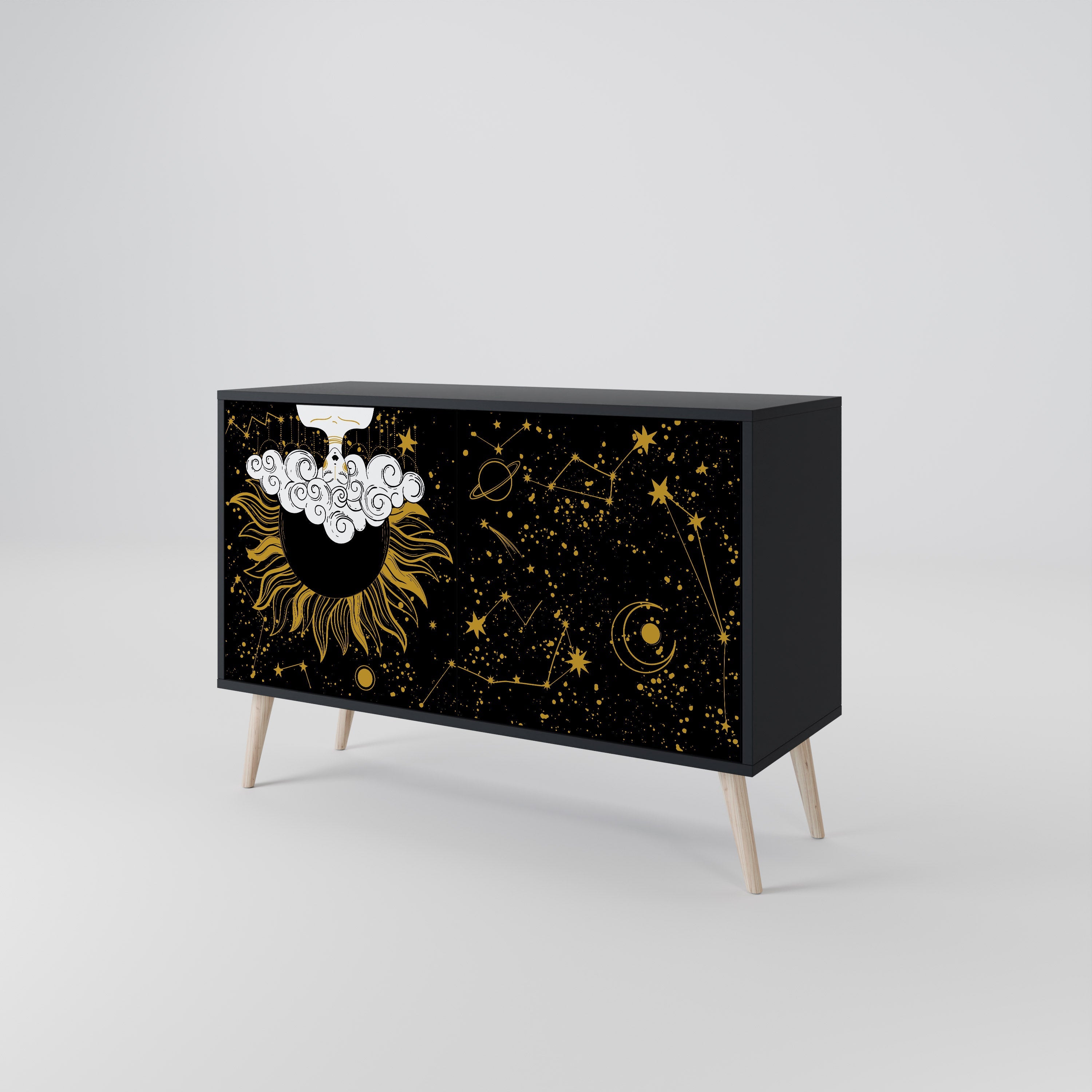 STELLAR CONSTELLATIONS Sideboard mit 2 Türen in Schwarz
