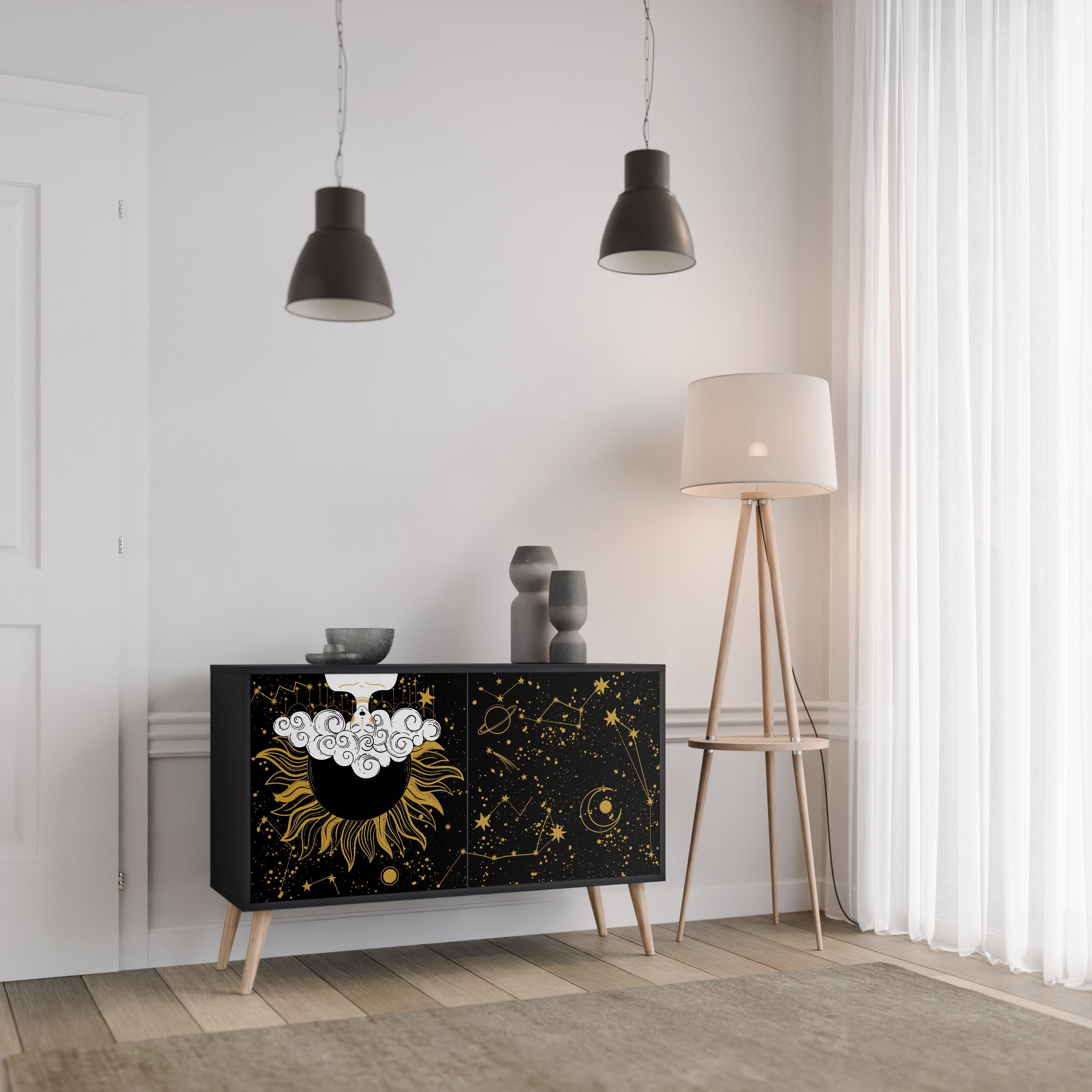 STELLAR CONSTELLATIONS Sideboard mit 2 Türen in Schwarz