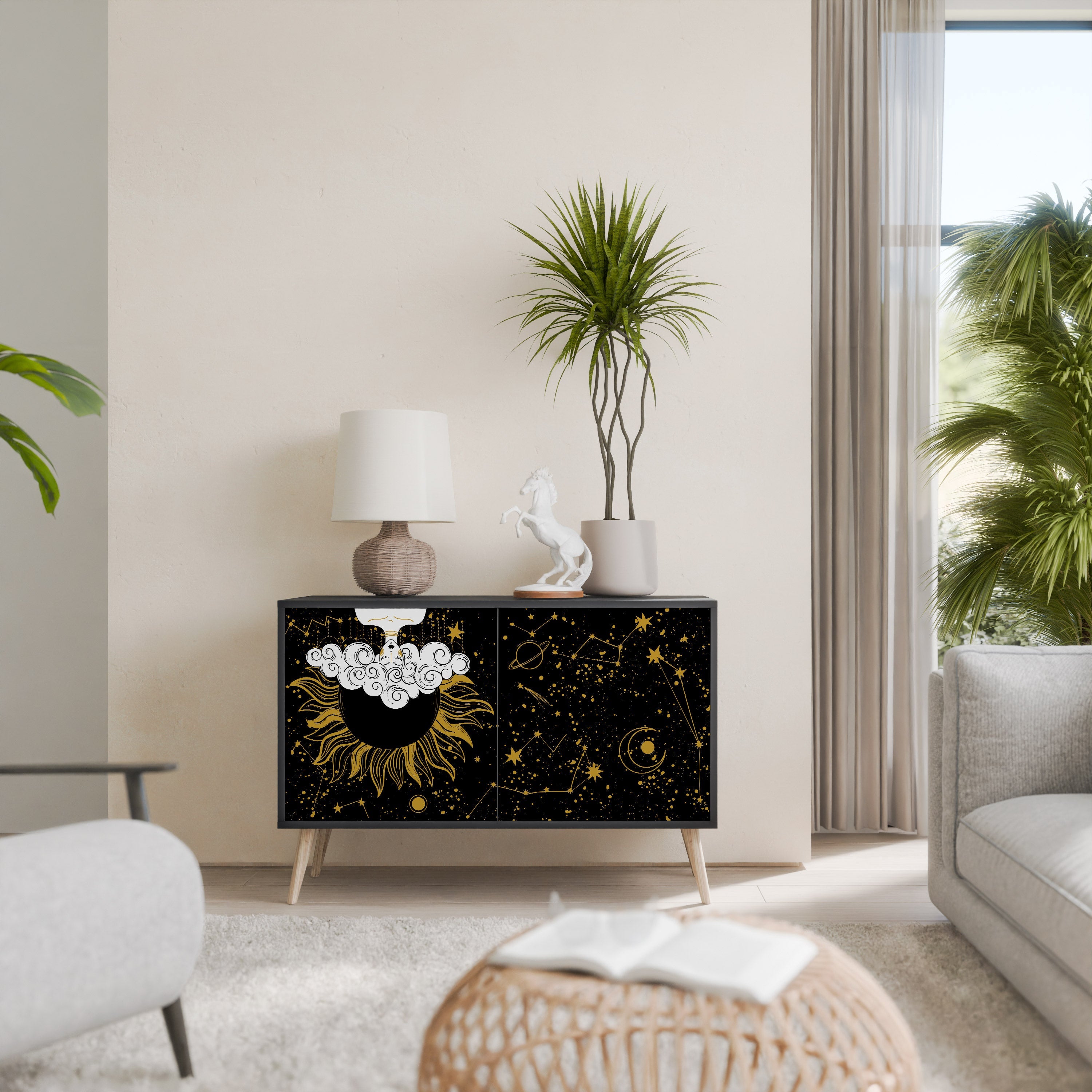 STELLAR CONSTELLATIONS Sideboard mit 2 Türen in Schwarz