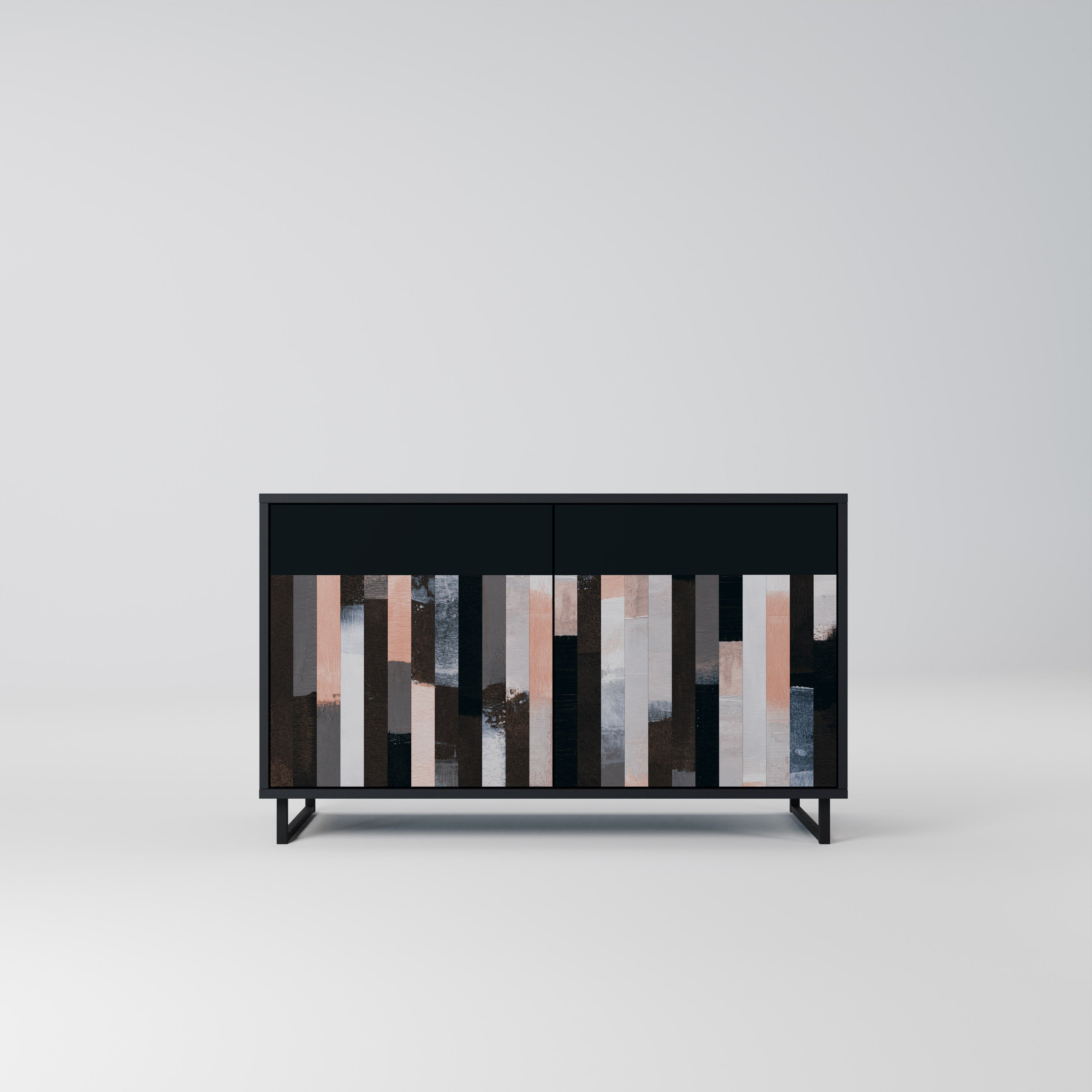 COLLAGE OF RECTANGLES Sideboard mit 2 Türen in Schwarz
