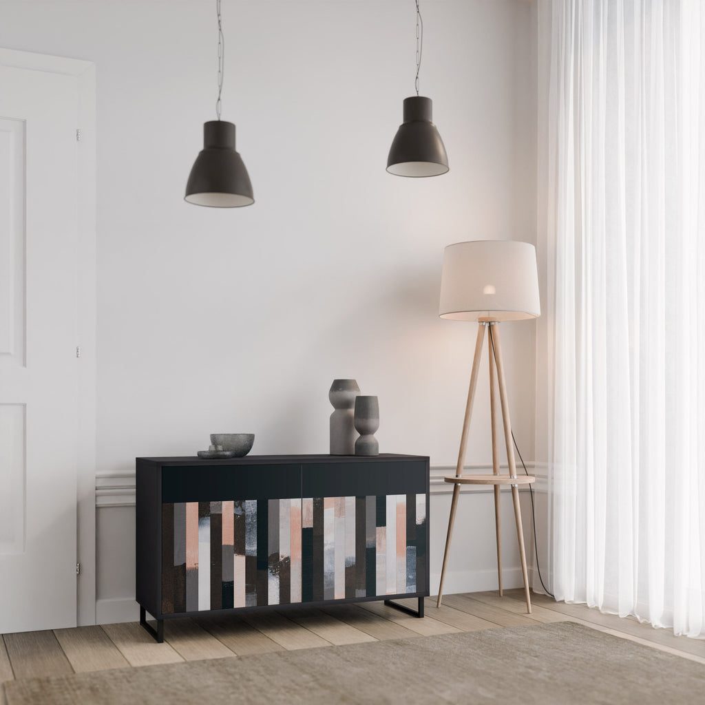 COLLAGE OF RECTANGLES Sideboard mit 2 Türen in Schwarz