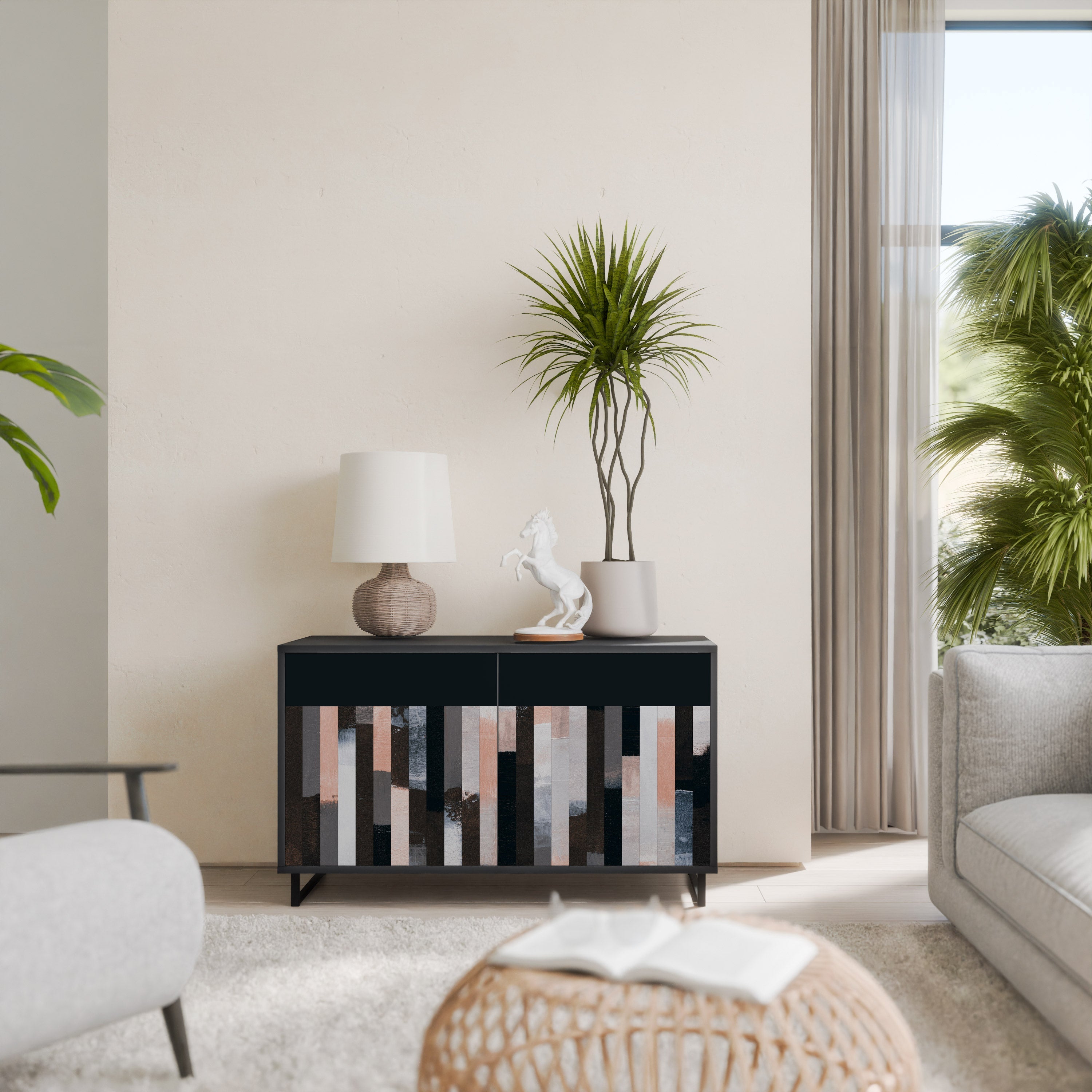 COLLAGE OF RECTANGLES Sideboard mit 2 Türen in Schwarz