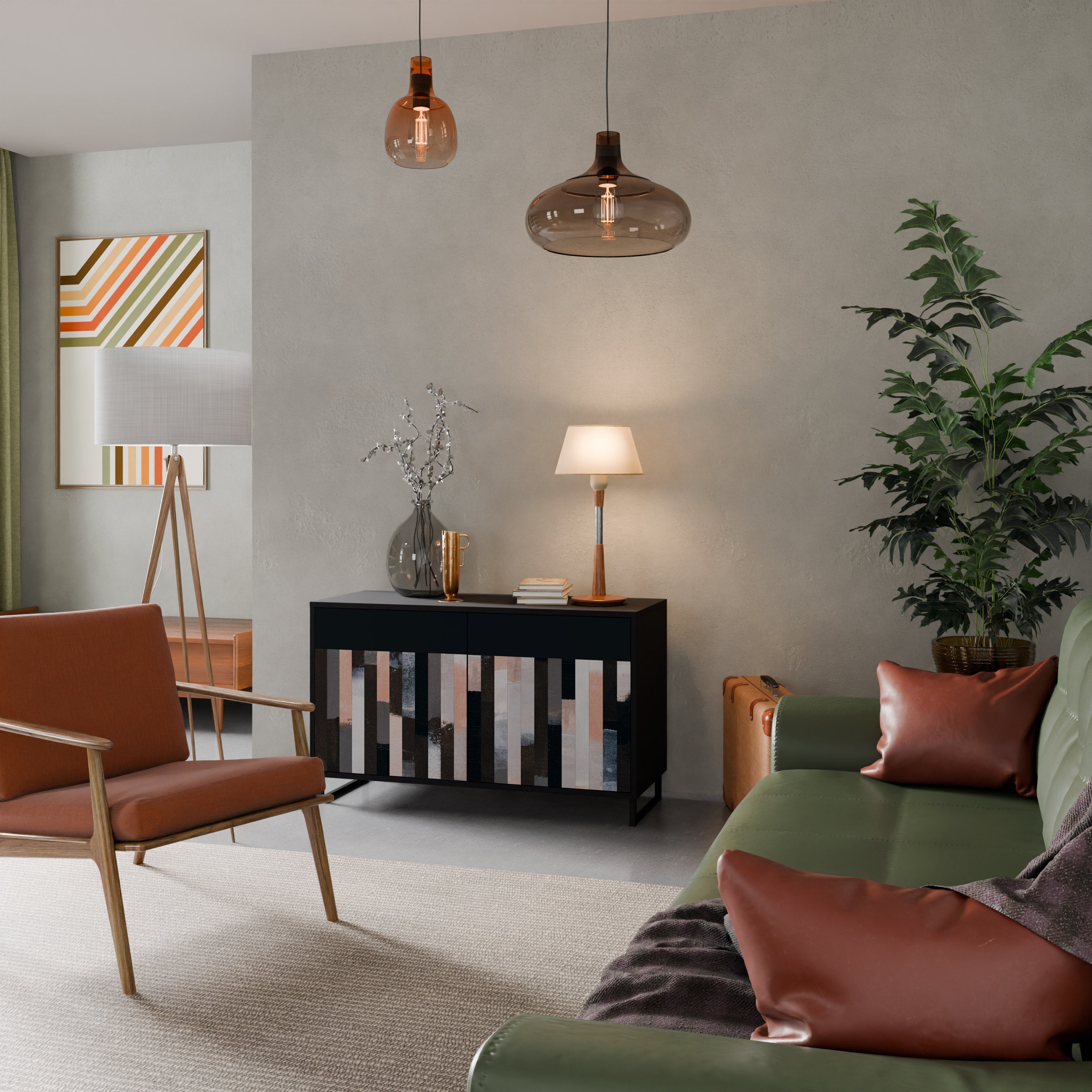 COLLAGE OF RECTANGLES Sideboard mit 2 Türen in Schwarz