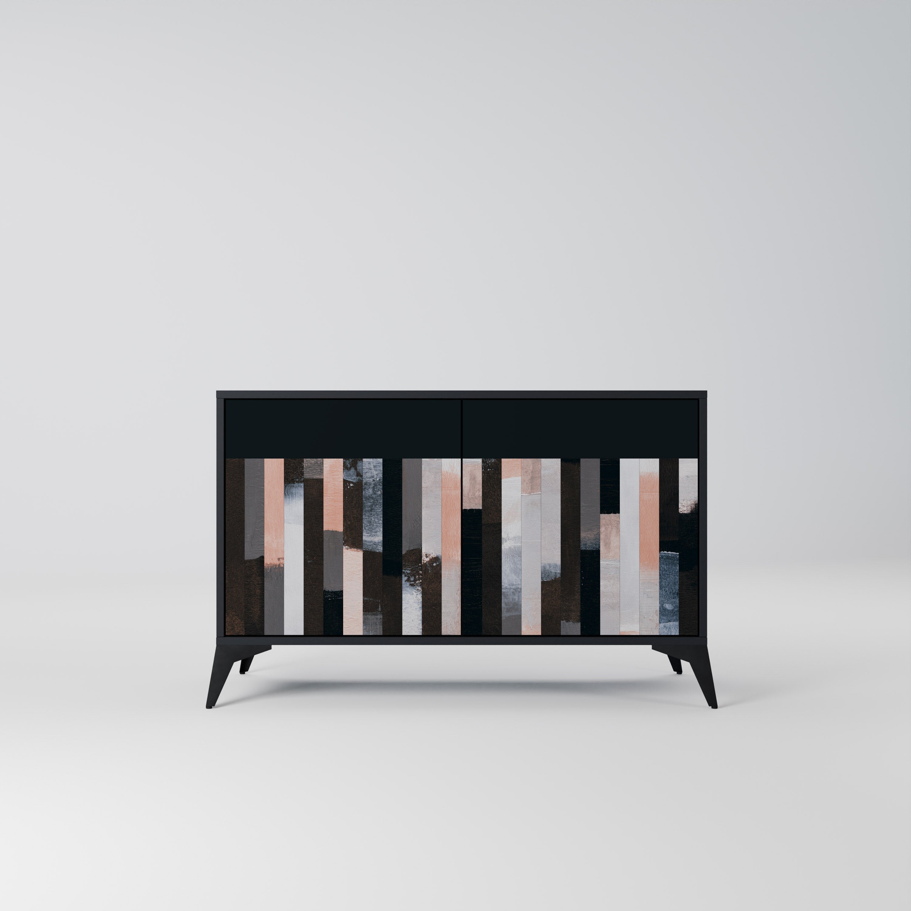 COLLAGE OF RECTANGLES Sideboard mit 2 Türen in Schwarz