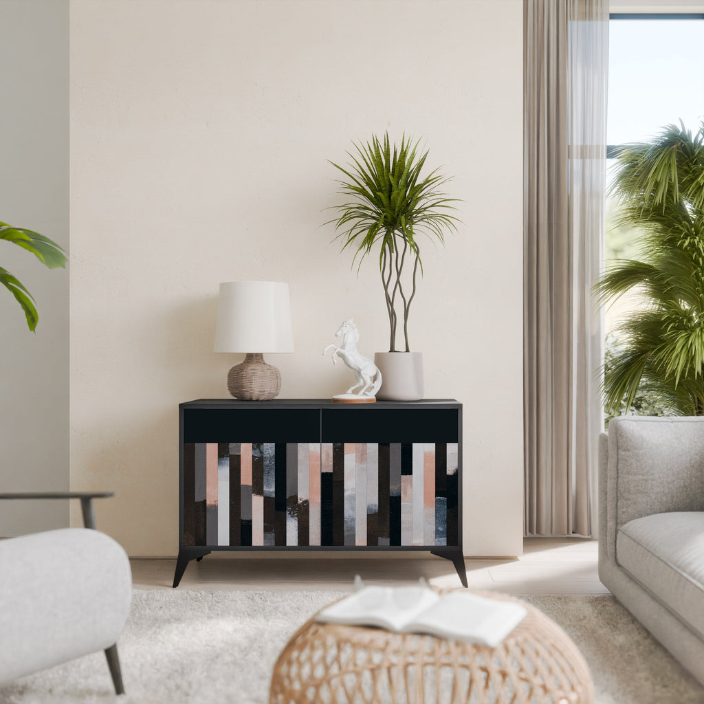 COLLAGE OF RECTANGLES Sideboard mit 2 Türen in Schwarz