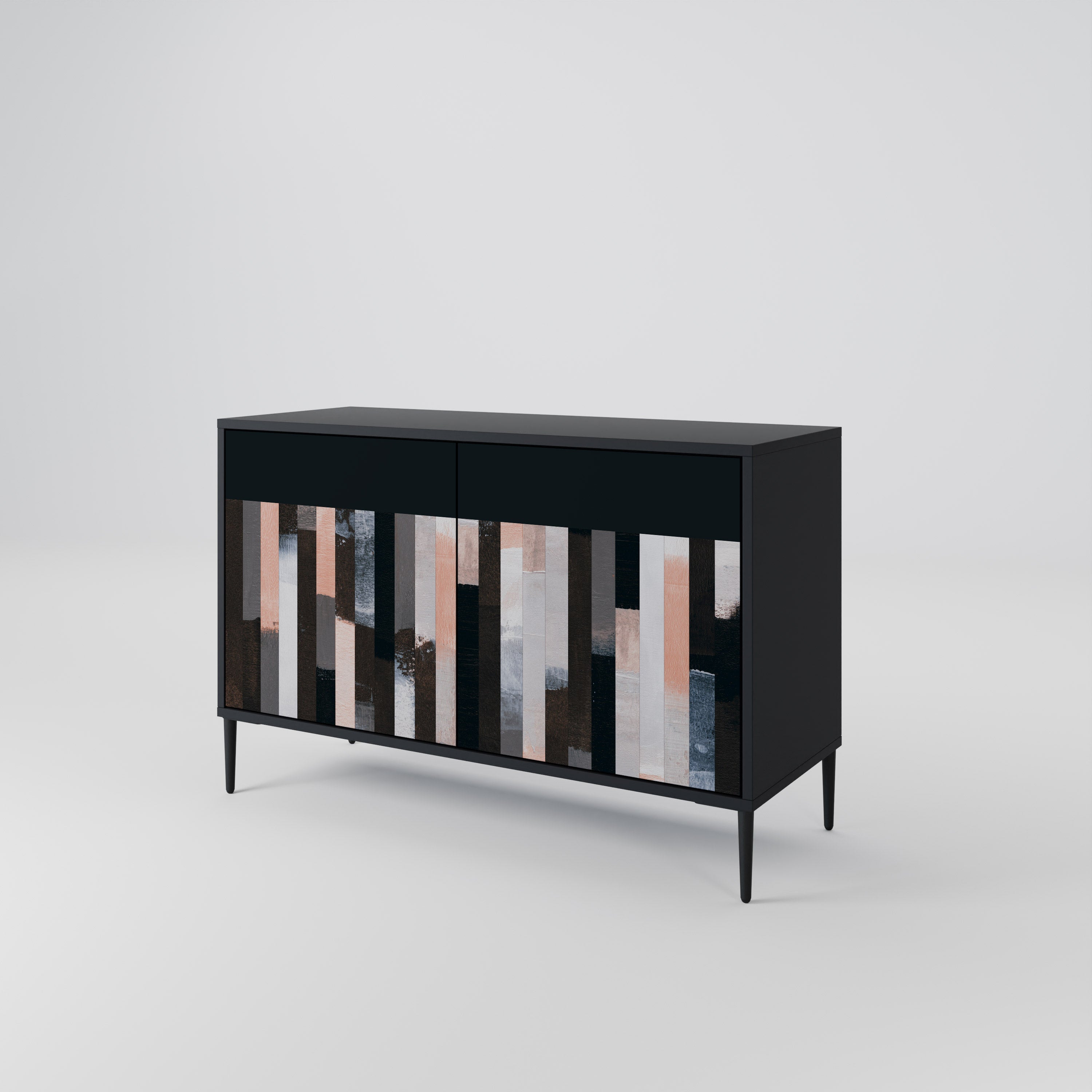 COLLAGE OF RECTANGLES Sideboard mit 2 Türen in Schwarz