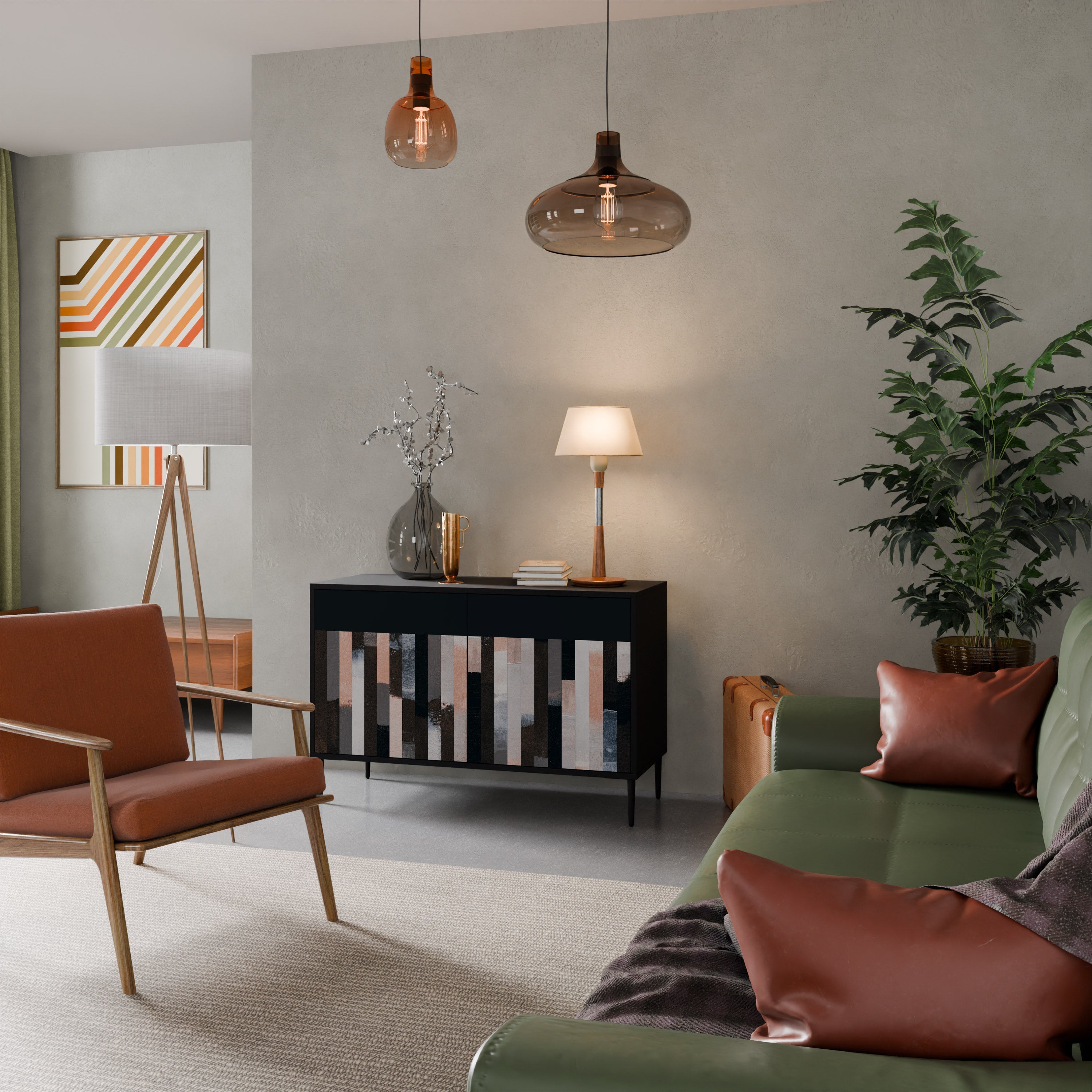 COLLAGE OF RECTANGLES Sideboard mit 2 Türen in Schwarz