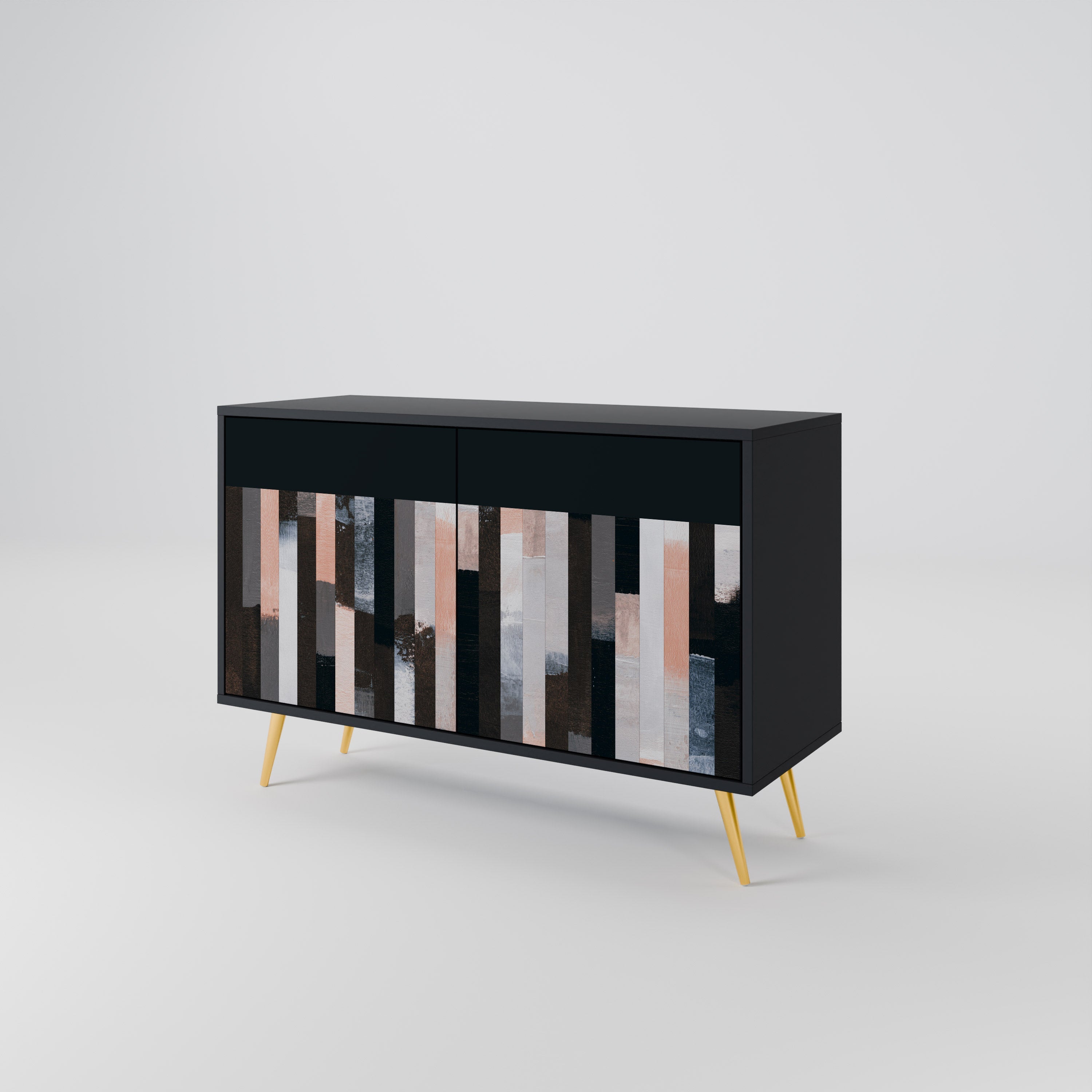 COLLAGE OF RECTANGLES Sideboard mit 2 Türen in Schwarz
