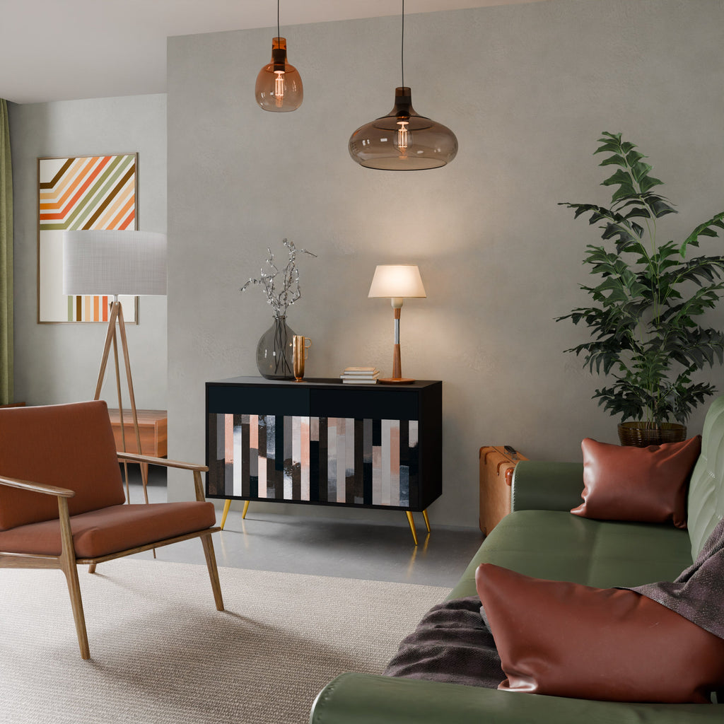 COLLAGE OF RECTANGLES Sideboard mit 2 Türen in Schwarz