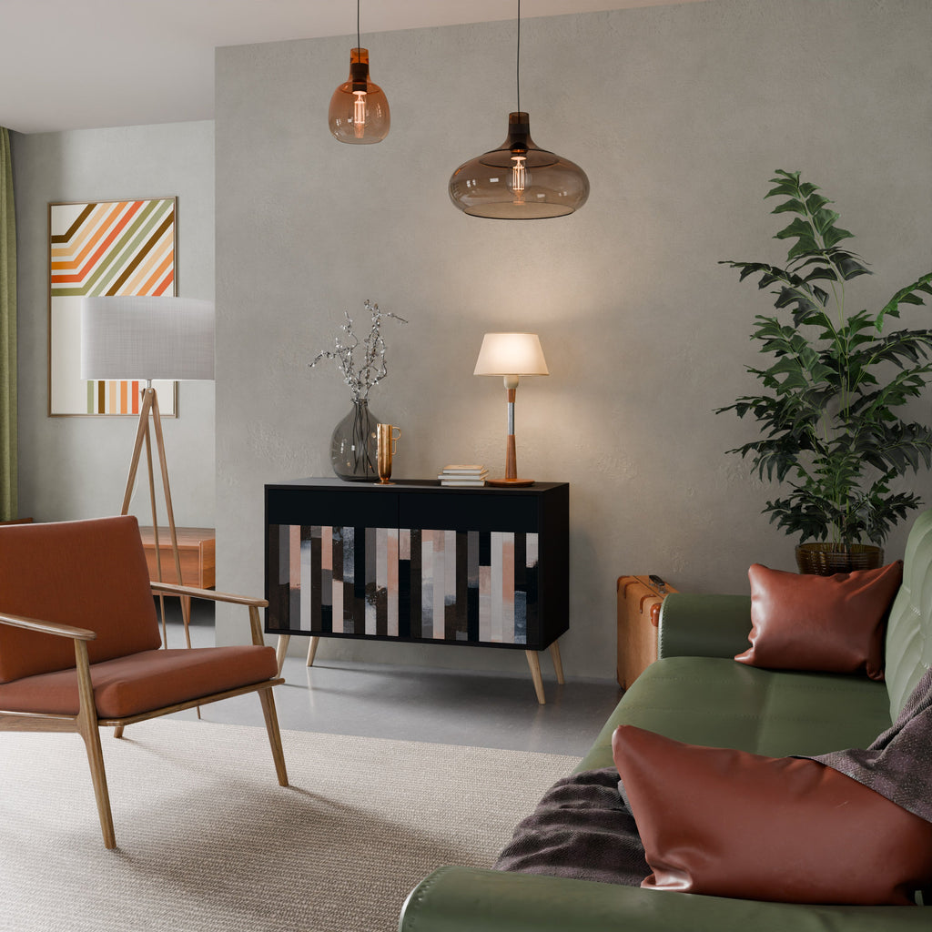 COLLAGE OF RECTANGLES Sideboard mit 2 Türen in Schwarz