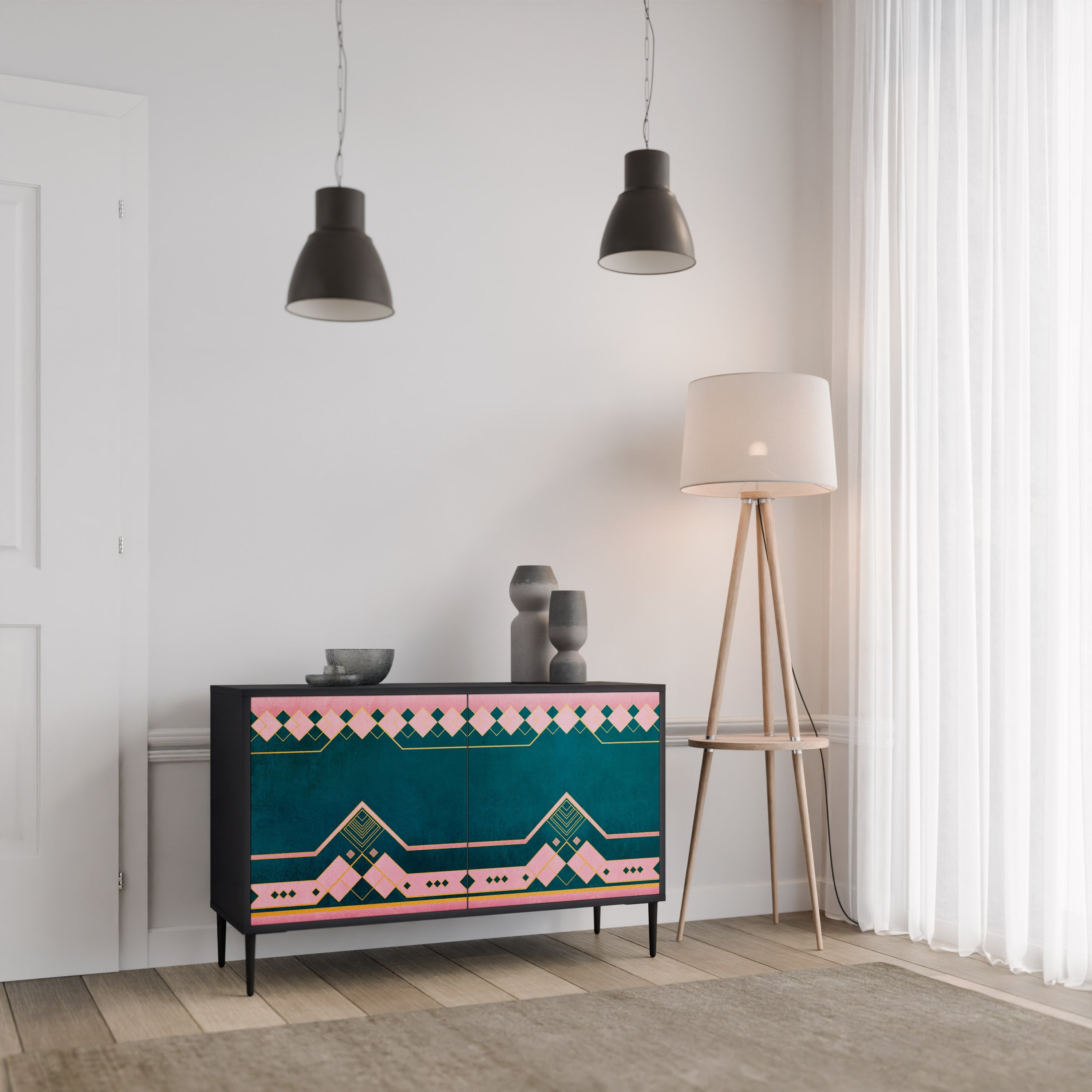 ROYAL COMPOSITION Sideboard mit 2 Türen in Schwarz