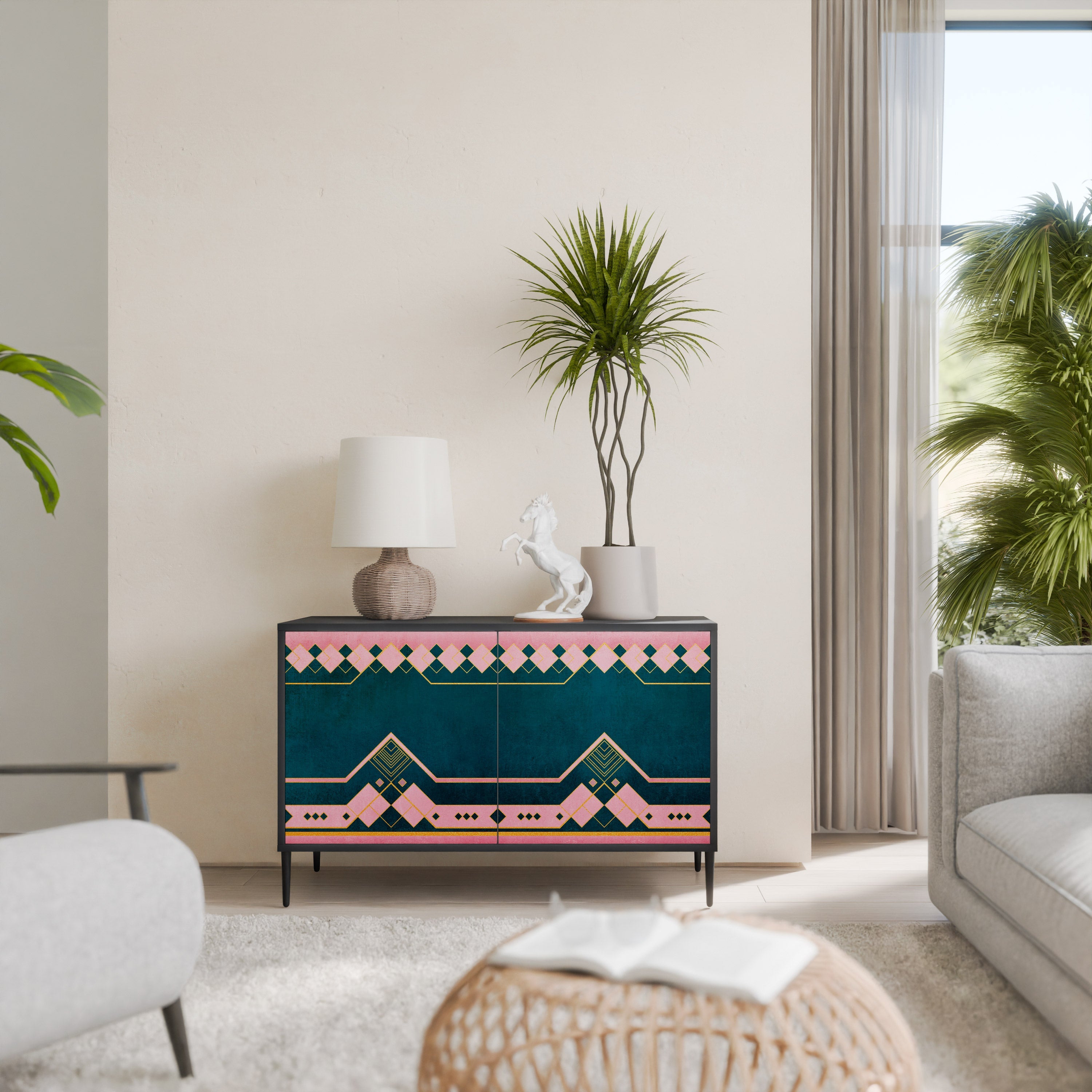 ROYAL COMPOSITION Sideboard mit 2 Türen in Schwarz