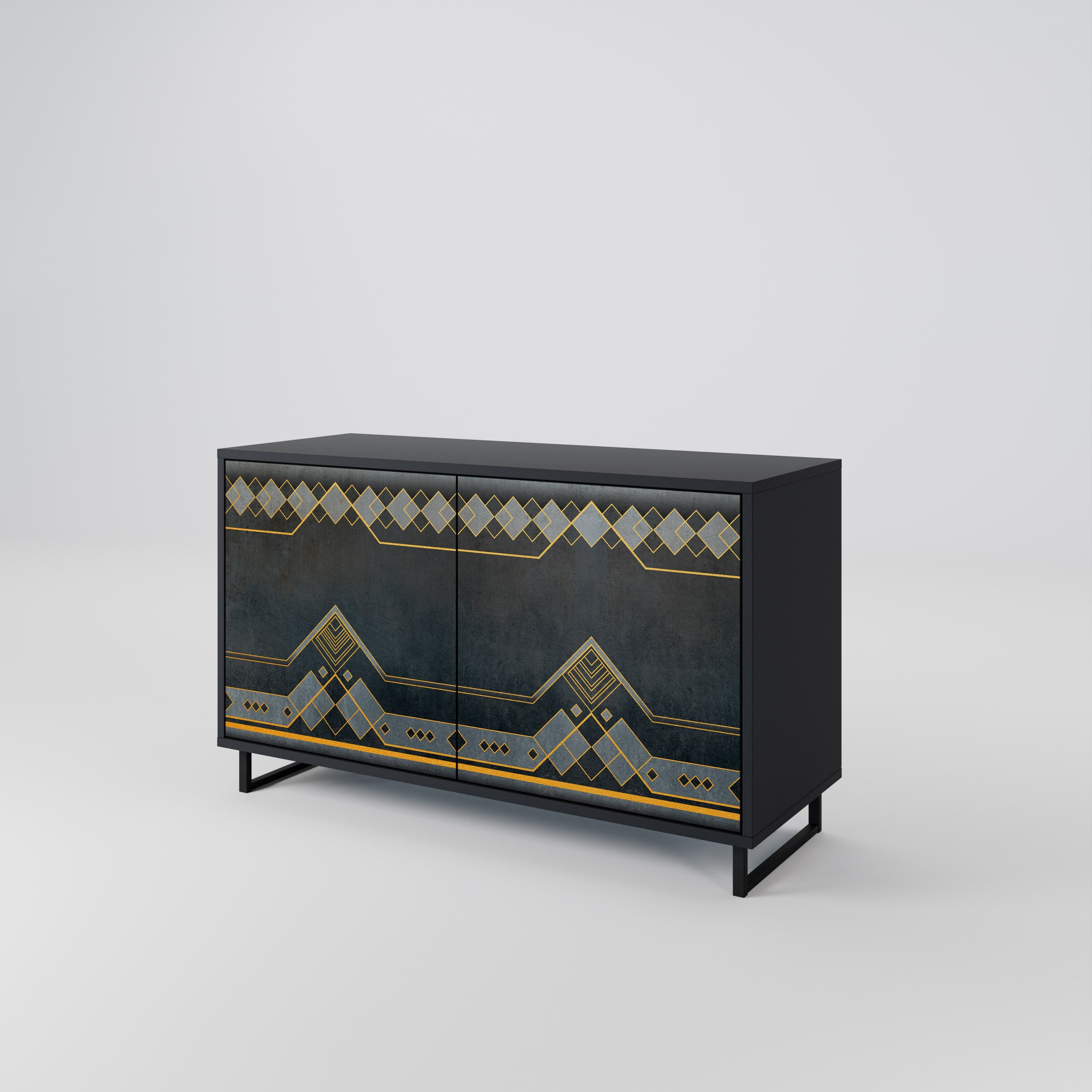 ROYAL ORDINARINESS Sideboard mit 2 Türen in Schwarz