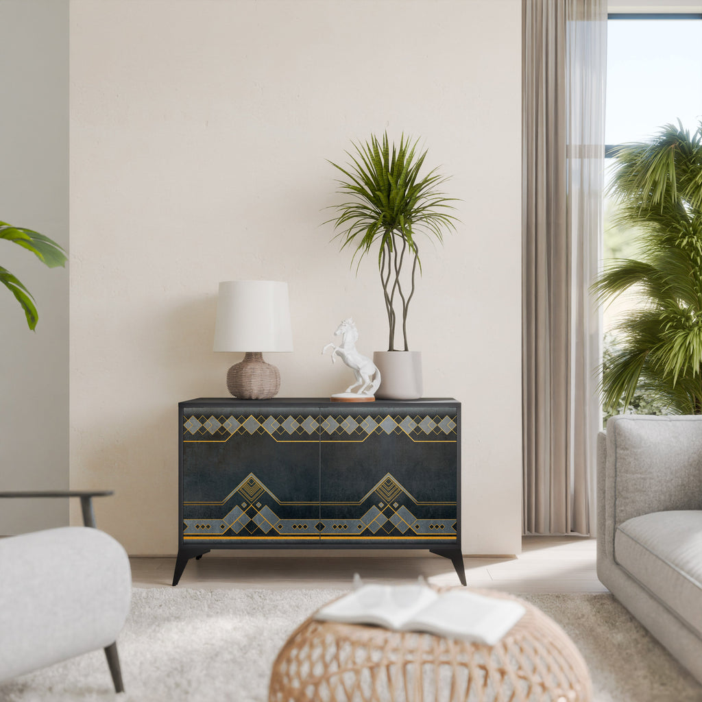 ROYAL ORDINARINESS Sideboard mit 2 Türen in Schwarz
