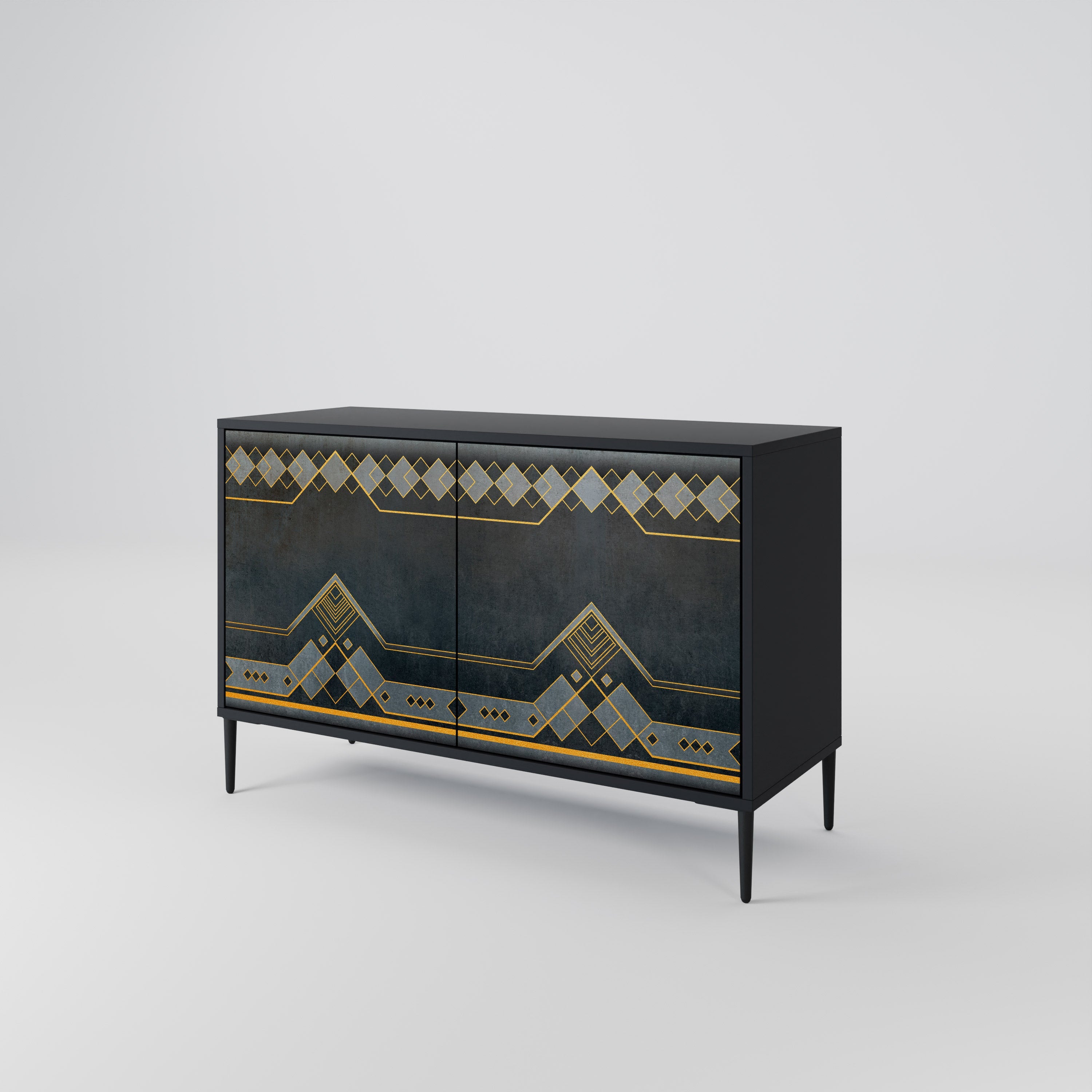 ROYAL ORDINARINESS Sideboard mit 2 Türen in Schwarz