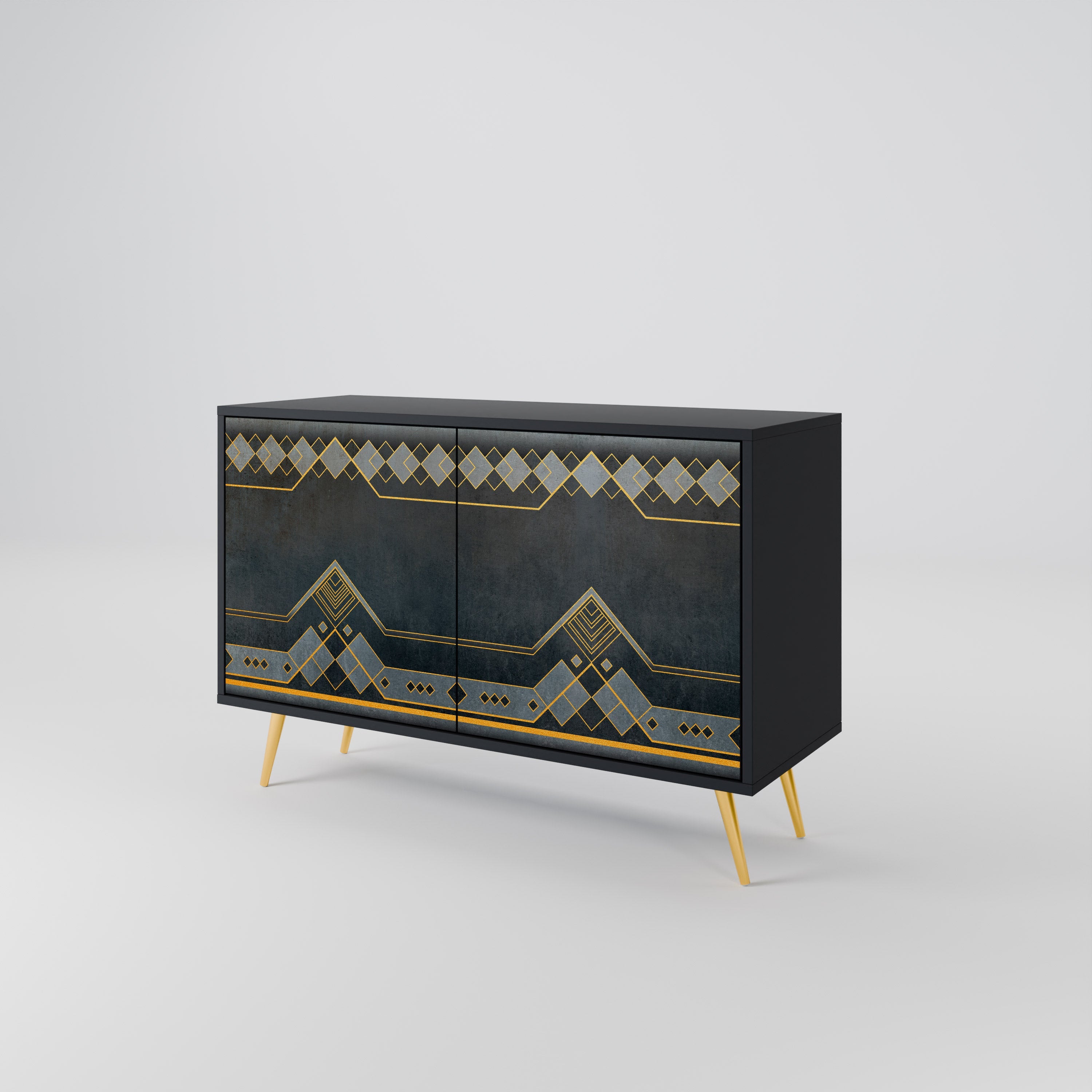 ROYAL ORDINARINESS Sideboard mit 2 Türen in Schwarz