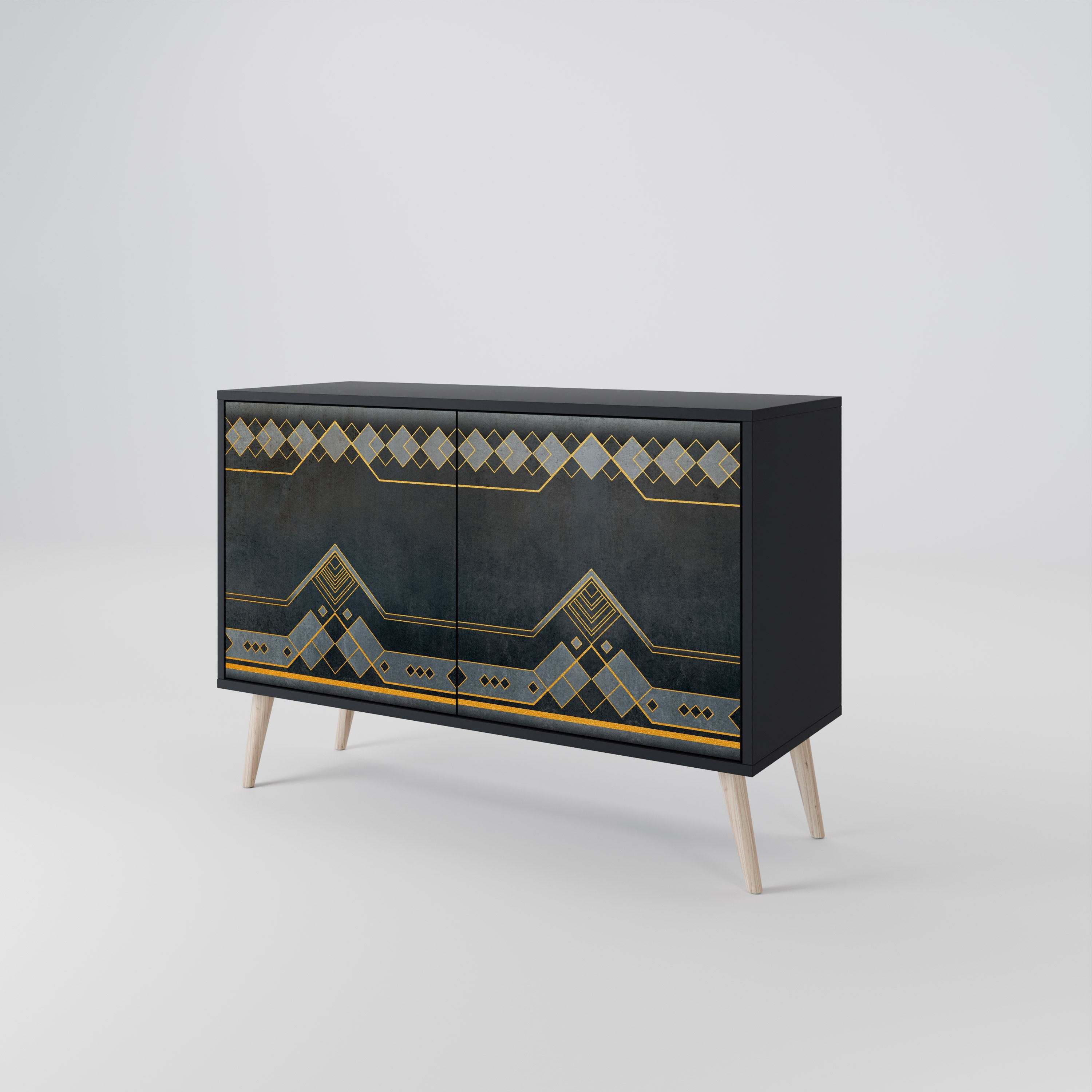 ROYAL ORDINARINESS Sideboard mit 2 Türen in Schwarz