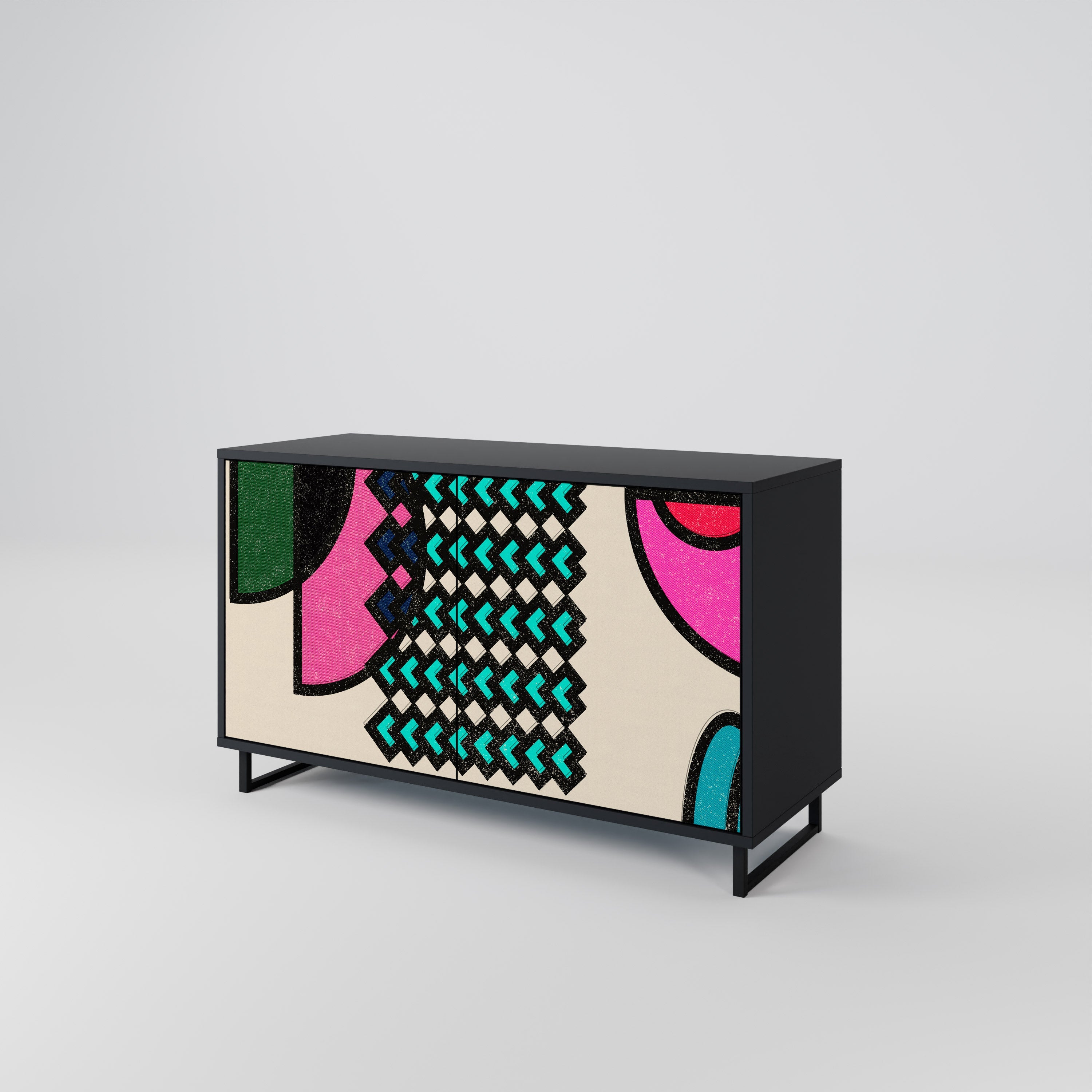 GEOMETRIC RHAPSODY Sideboard mit 2 Türen in Schwarz