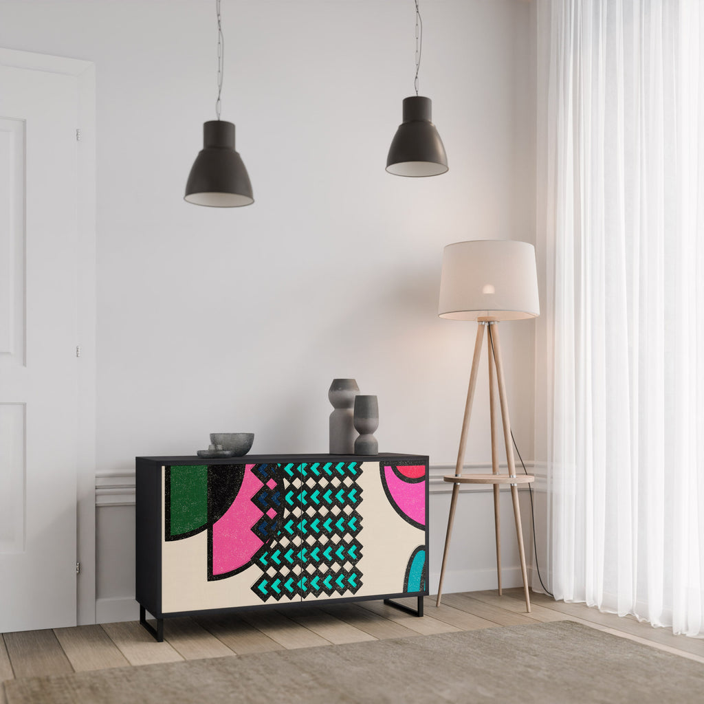 GEOMETRIC RHAPSODY Sideboard mit 2 Türen in Schwarz