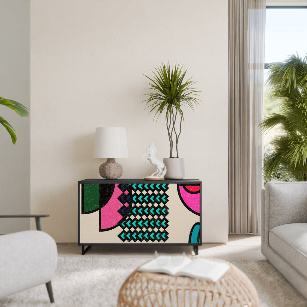 GEOMETRIC RHAPSODY Sideboard mit 2 Türen in Schwarz