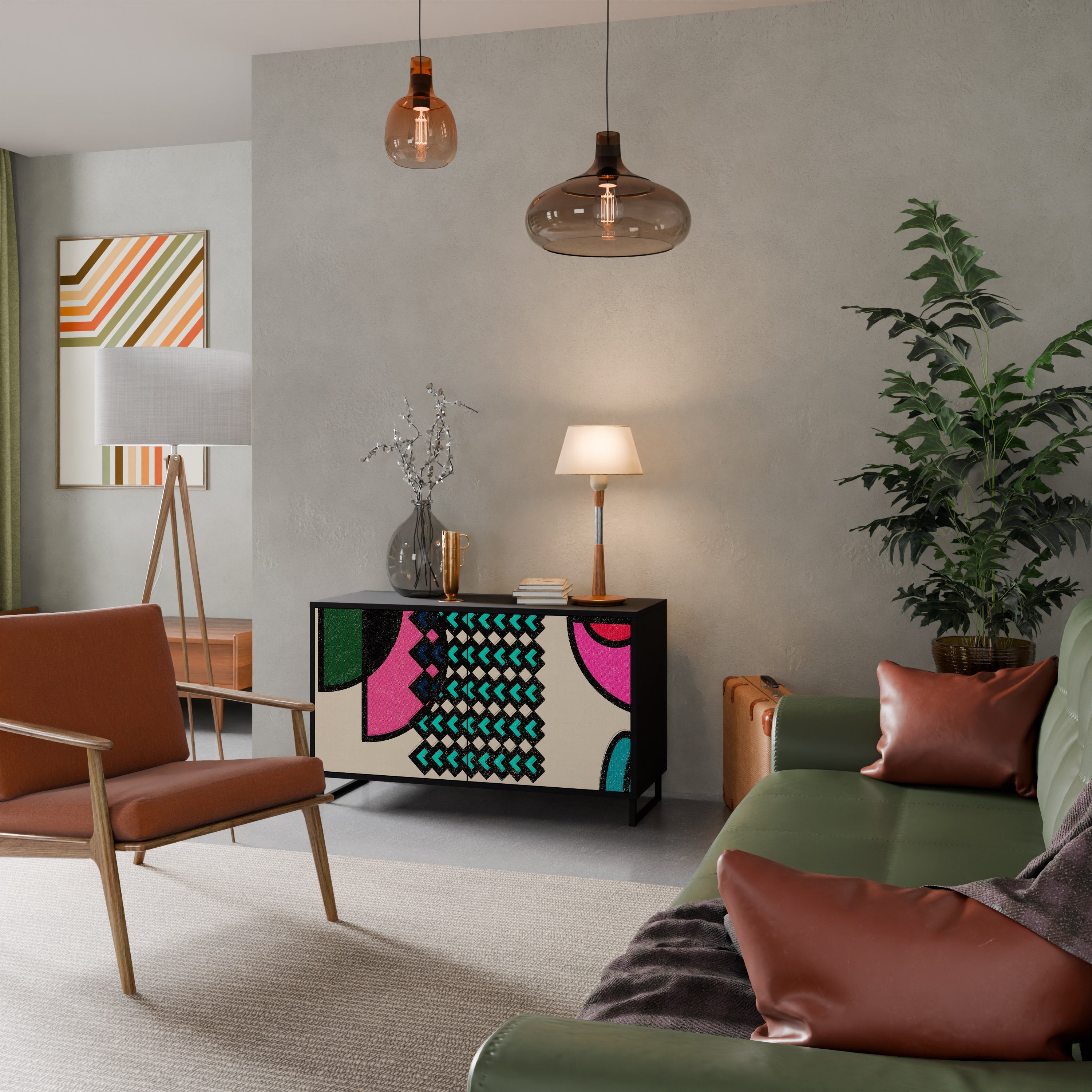 GEOMETRIC RHAPSODY Sideboard mit 2 Türen in Schwarz