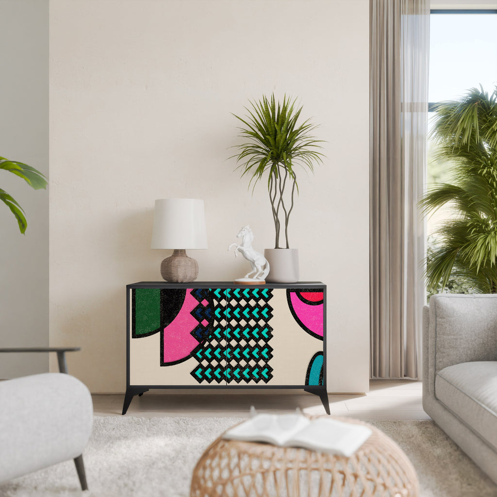 GEOMETRIC RHAPSODY Sideboard mit 2 Türen in Schwarz