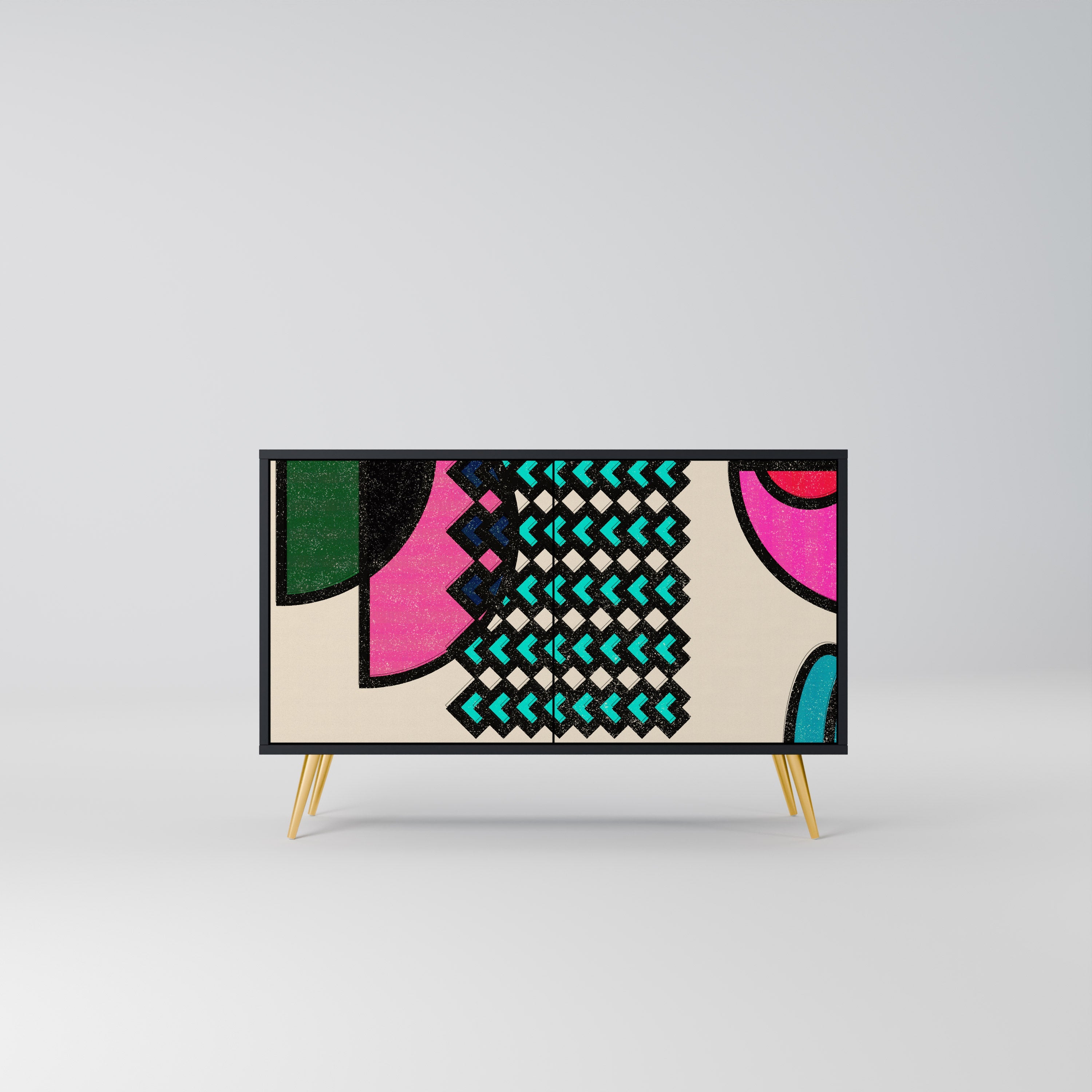 GEOMETRIC RHAPSODY Sideboard mit 2 Türen in Schwarz