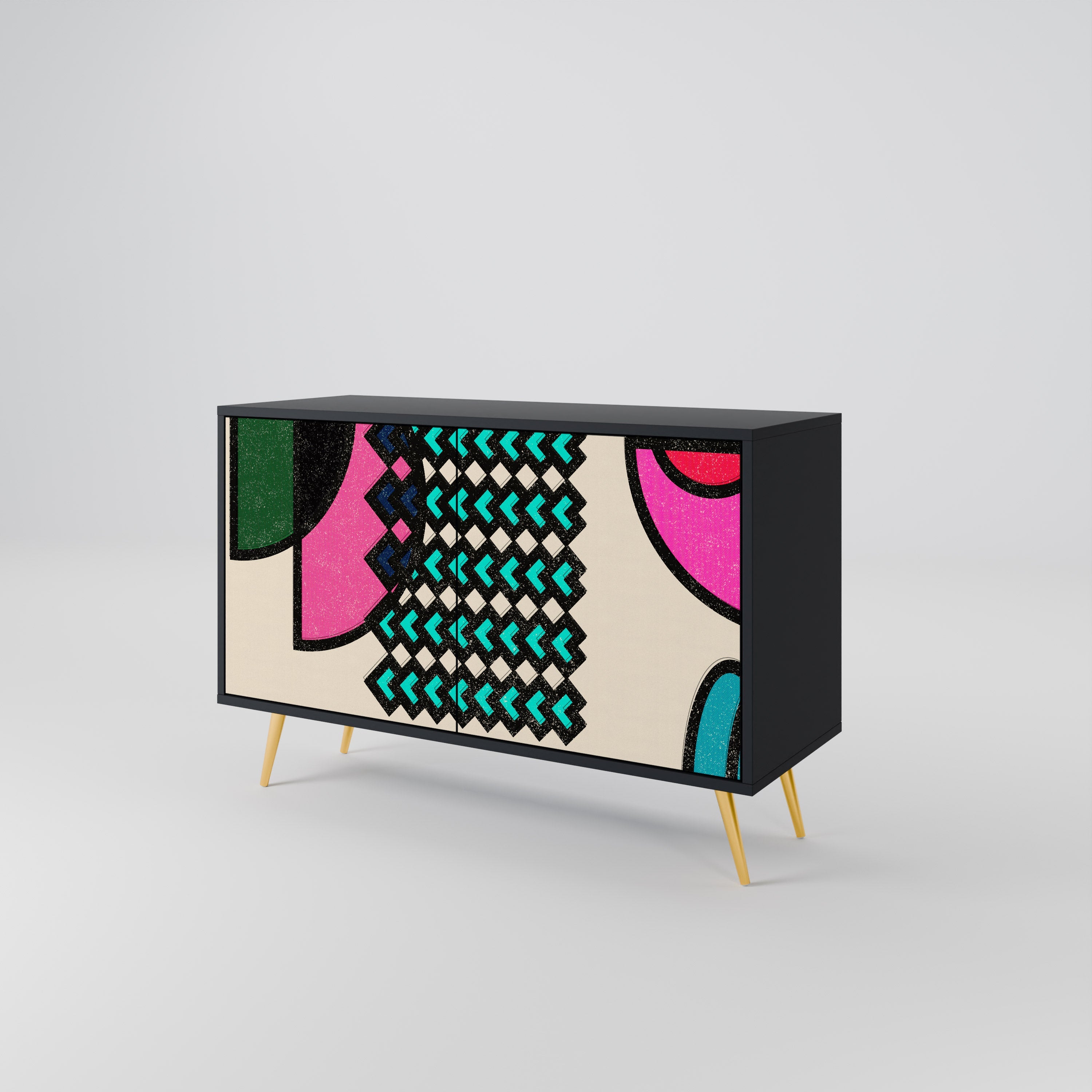 GEOMETRIC RHAPSODY Sideboard mit 2 Türen in Schwarz
