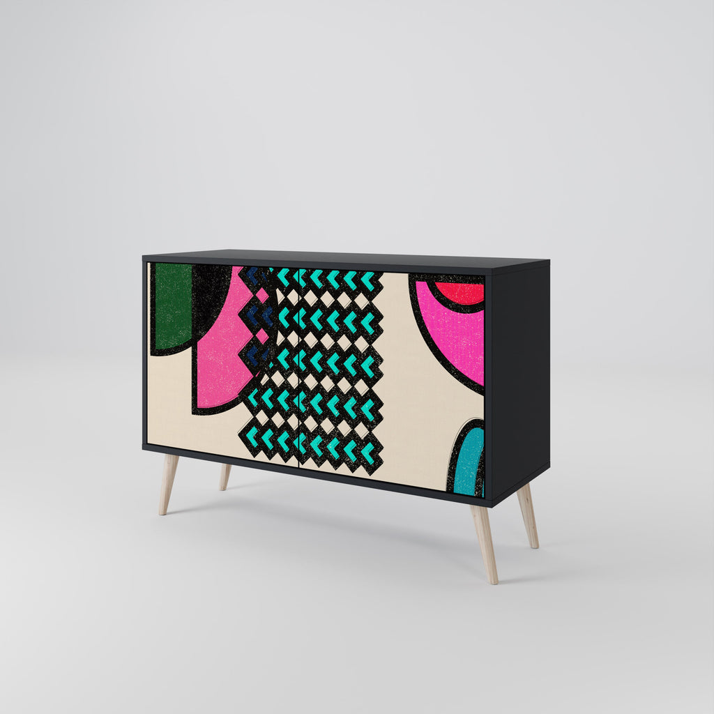 GEOMETRIC RHAPSODY Sideboard mit 2 Türen in Schwarz