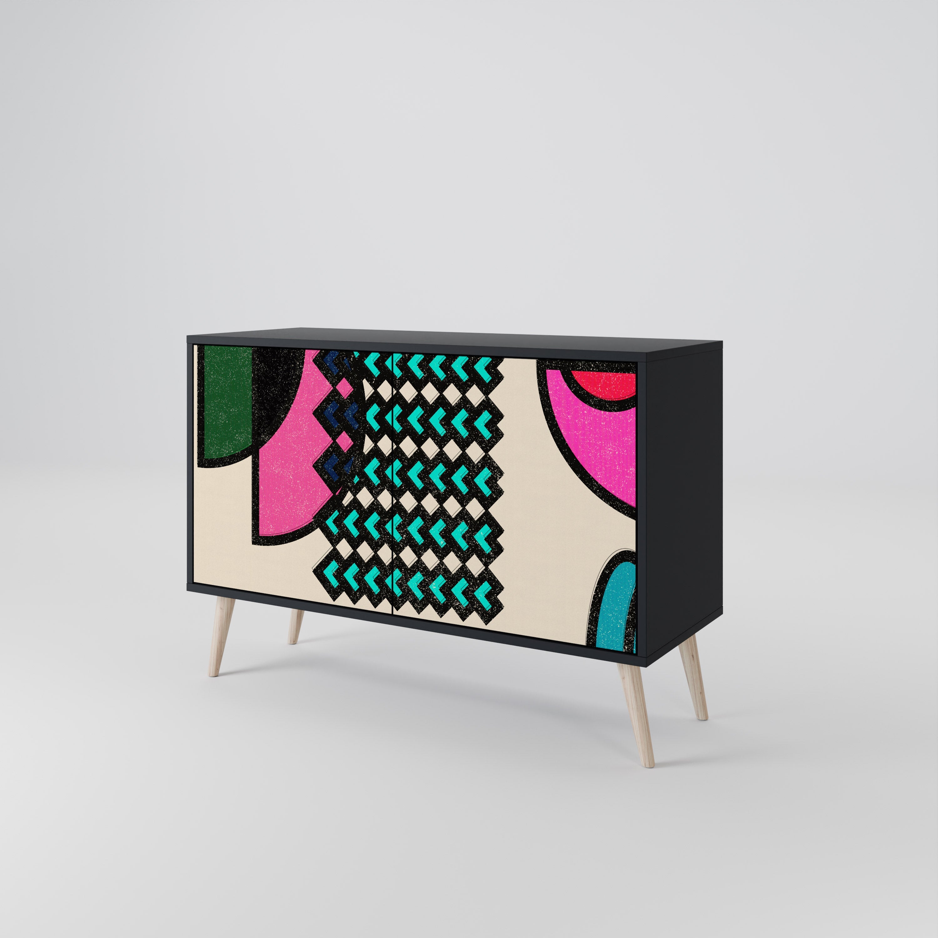 GEOMETRIC RHAPSODY Sideboard mit 2 Türen in Schwarz