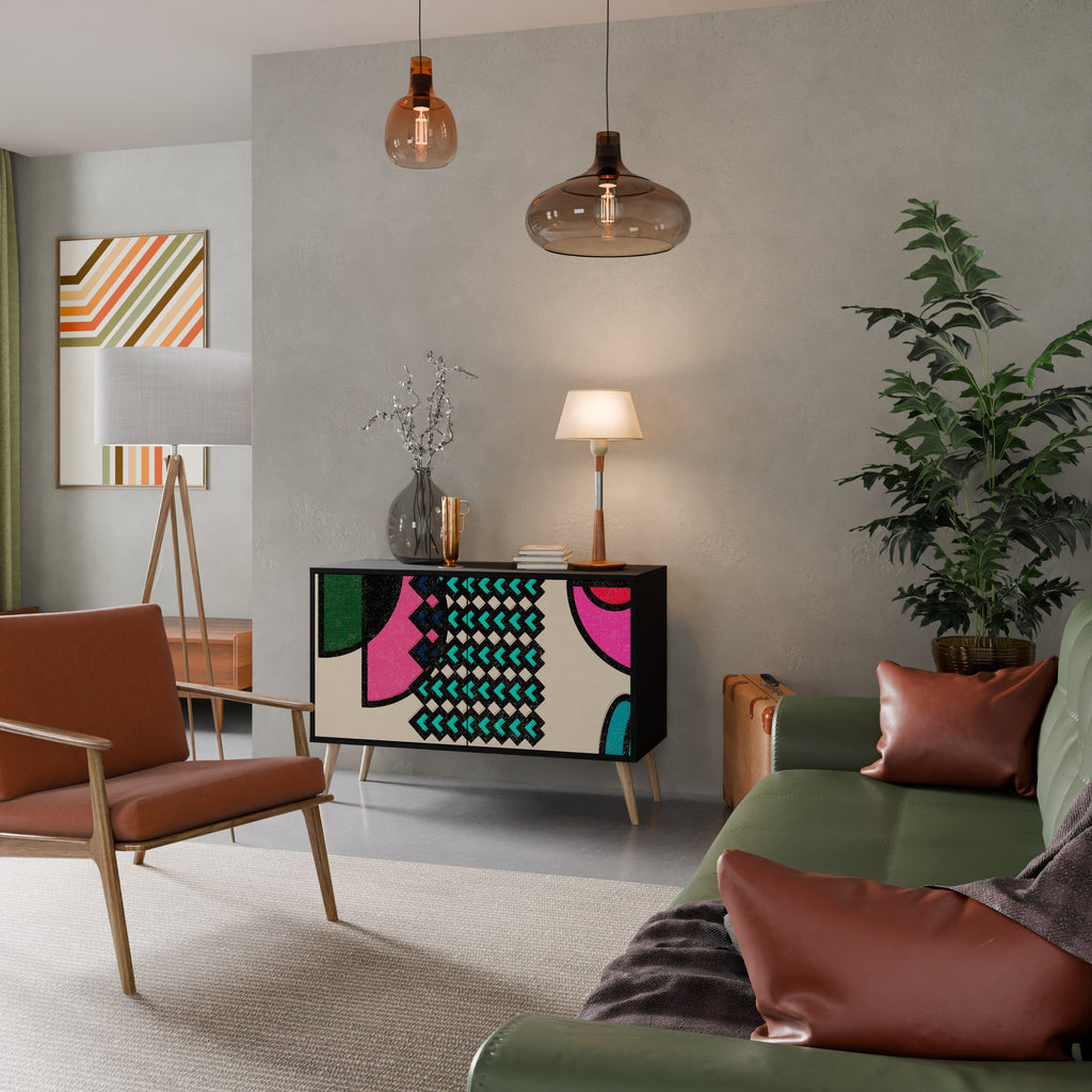 GEOMETRIC RHAPSODY Sideboard mit 2 Türen in Schwarz