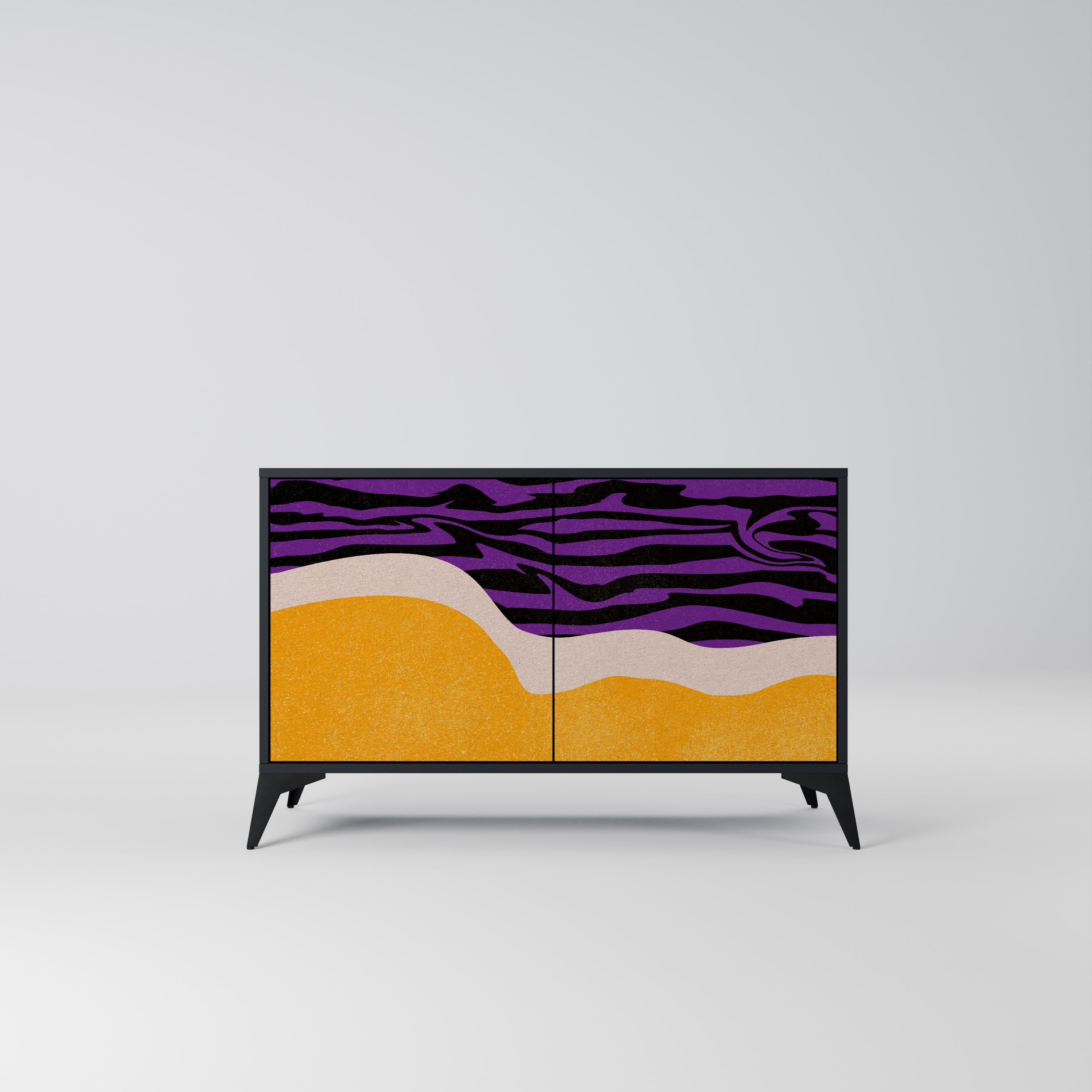 INDEPENDENT BORDER Sideboard mit 2 Türen in Schwarz