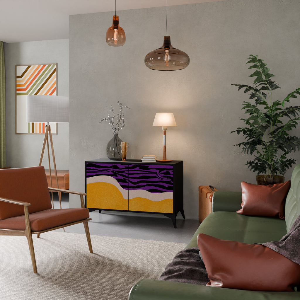 INDEPENDENT BORDER Sideboard mit 2 Türen in Schwarz