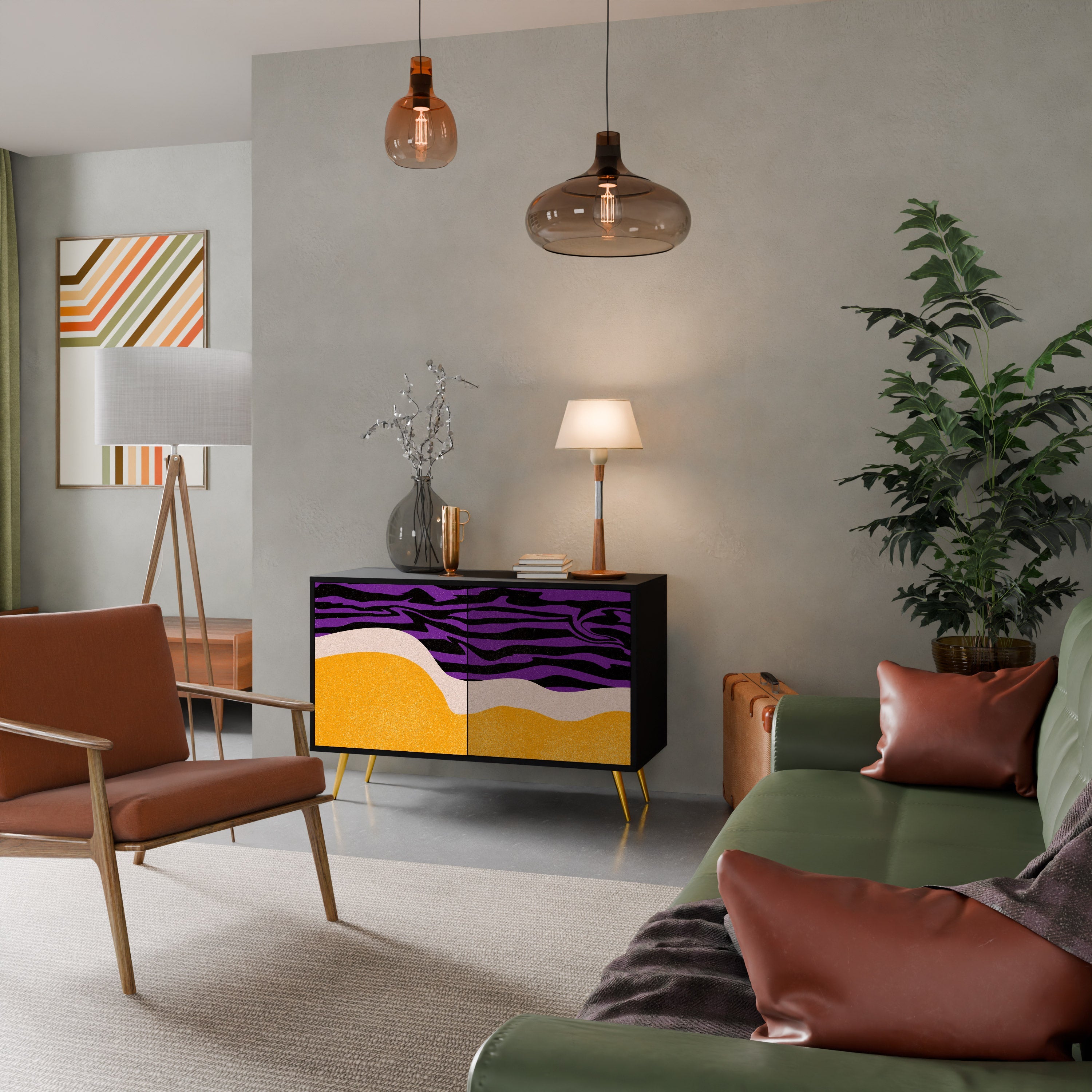 INDEPENDENT BORDER Sideboard mit 2 Türen in Schwarz