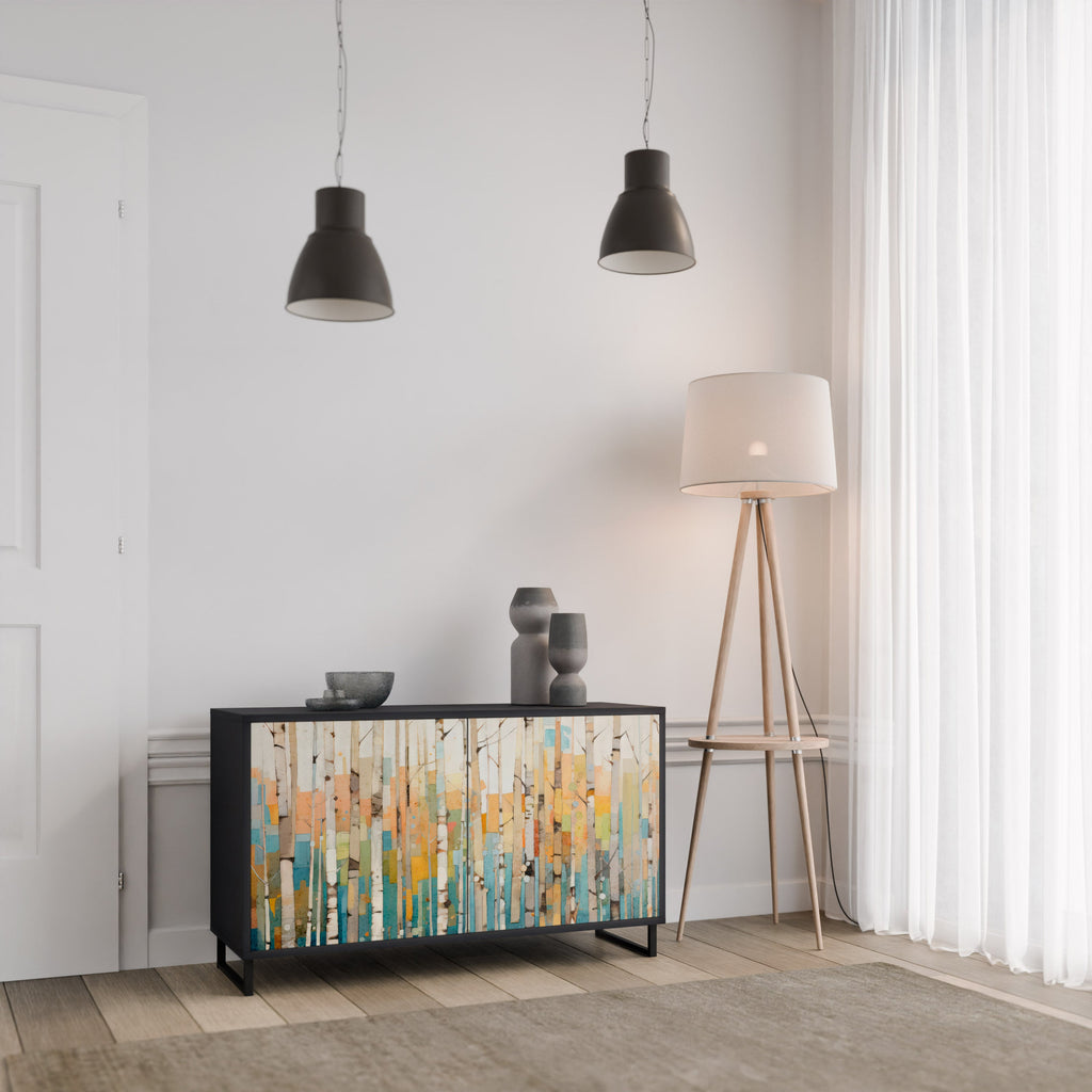 BIRCH KALEIDOSCOPE Sideboard mit 2 Türen in Schwarz