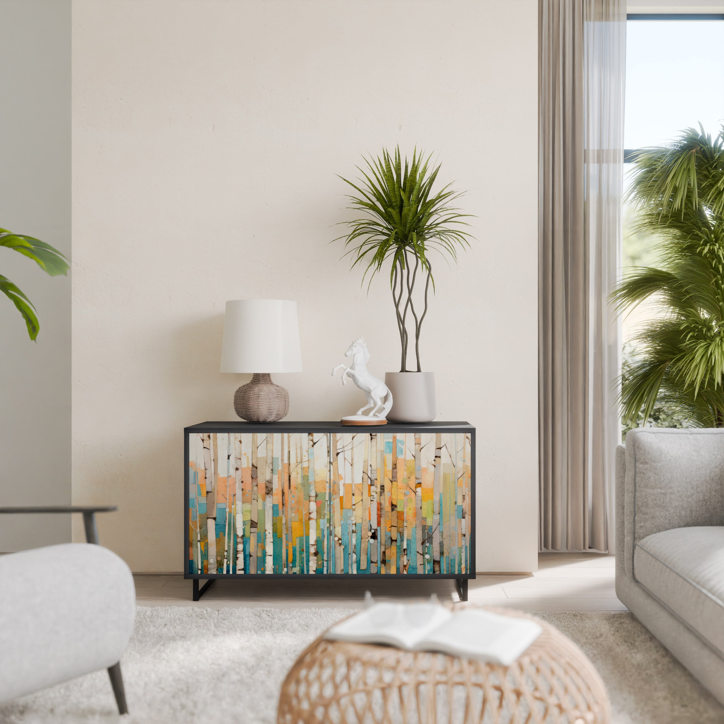 BIRCH KALEIDOSCOPE Sideboard mit 2 Türen in Schwarz